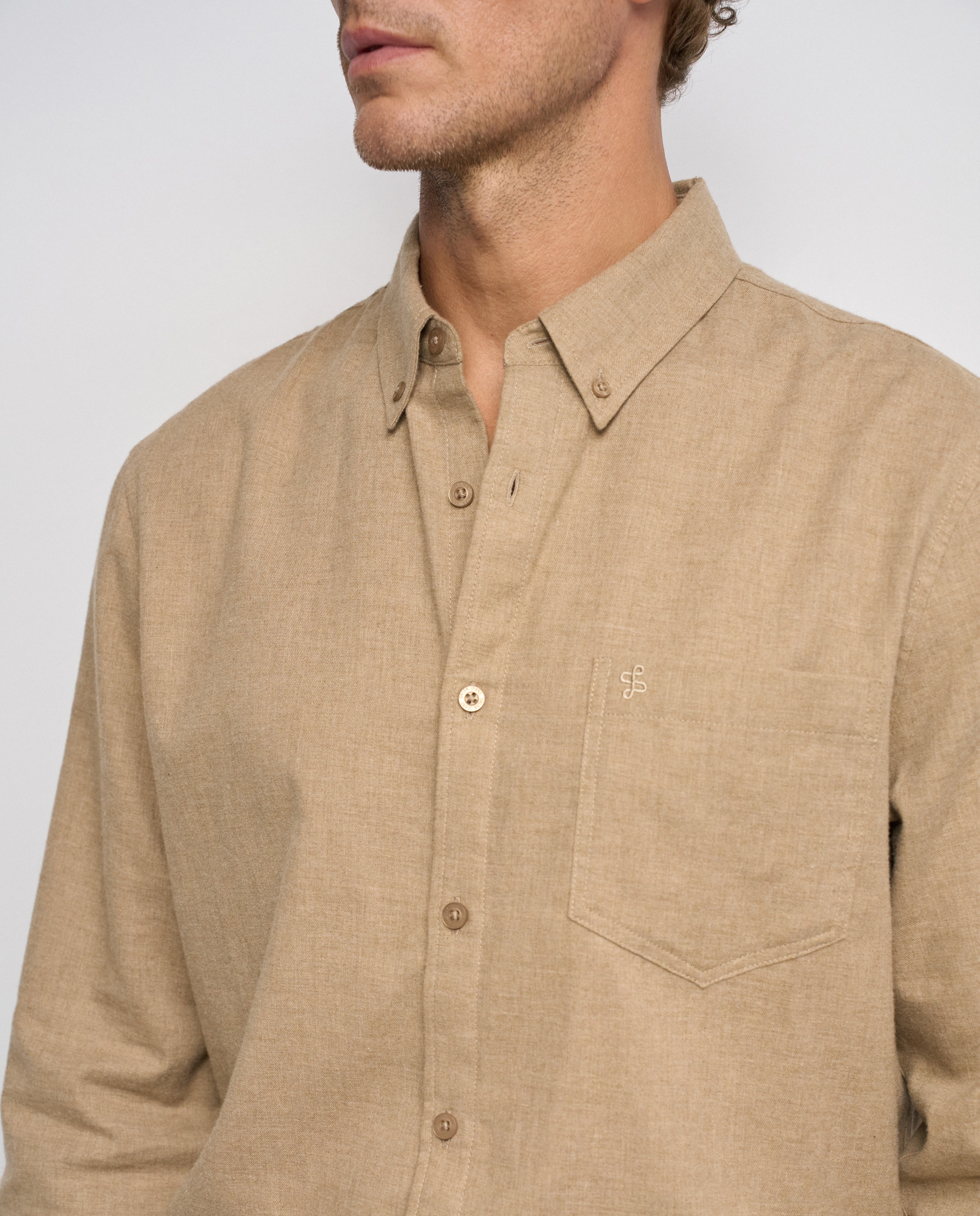 Camisa con bolsillo en el pecho de hombre - Salsa Jeans - Natural Natural-4