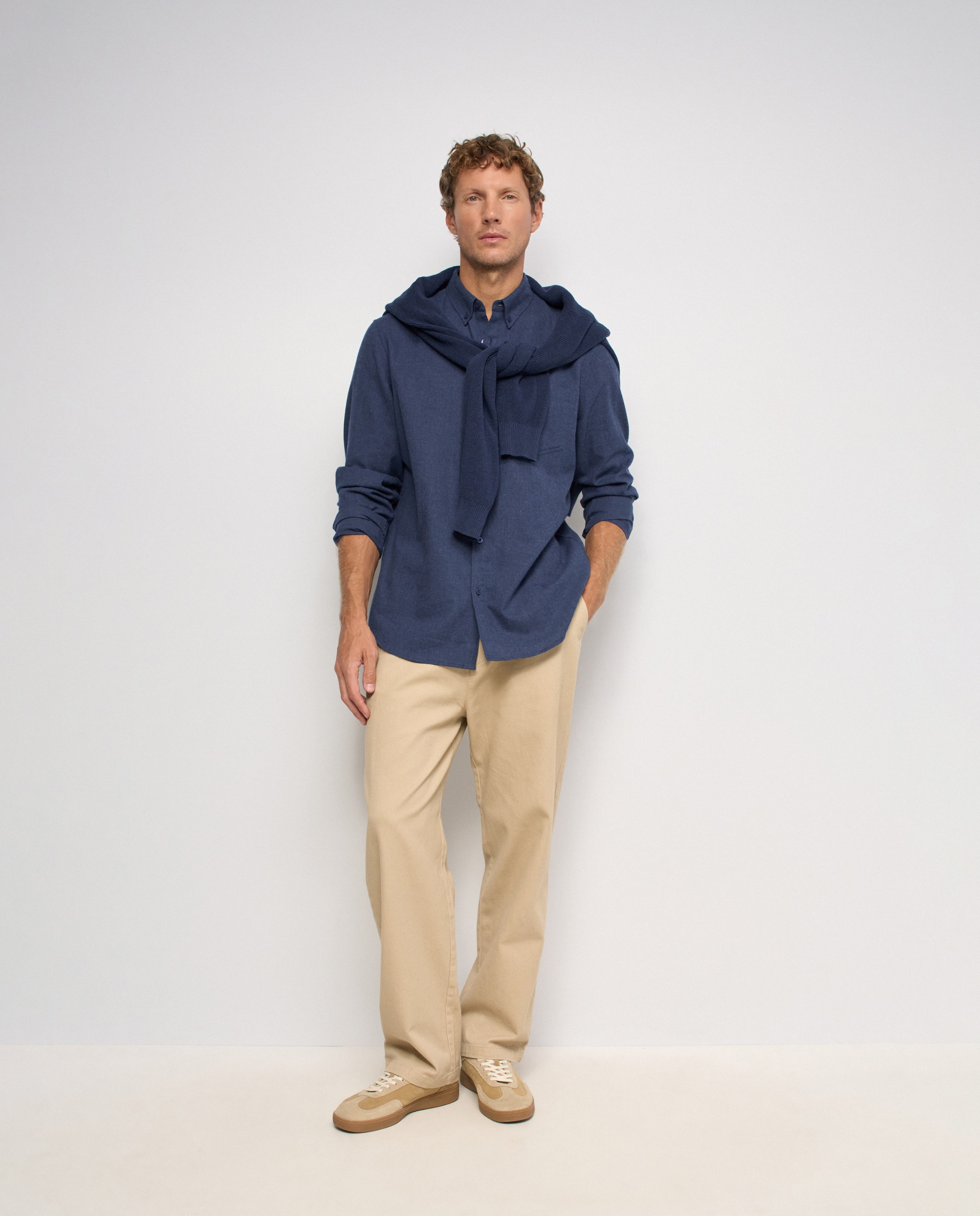 Camisa con bolsillo en el pecho de hombre - Salsa Jeans - Azul Azul-5