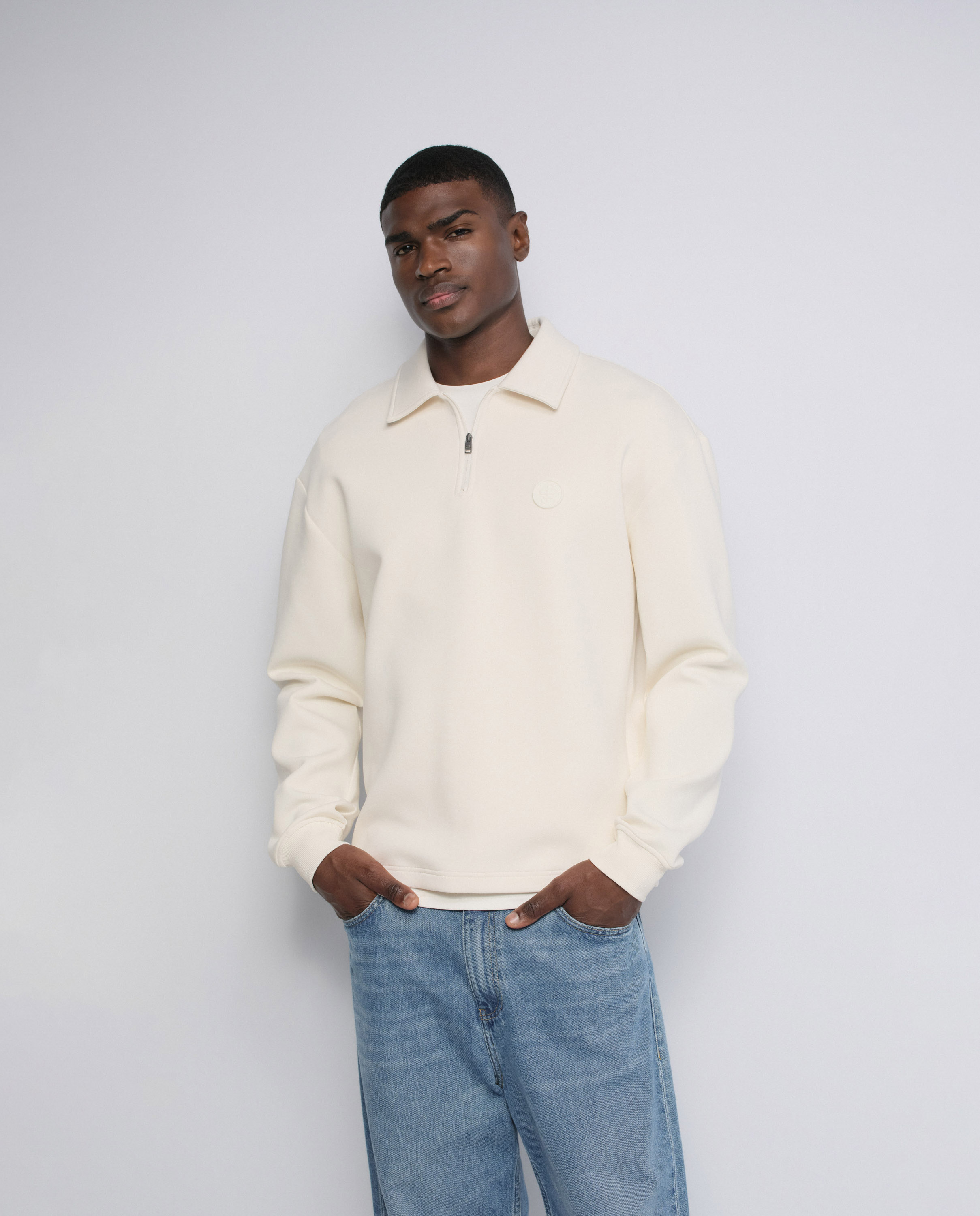 Imagen 0 de Sudadera de punto con media cremallera de hombre Natural