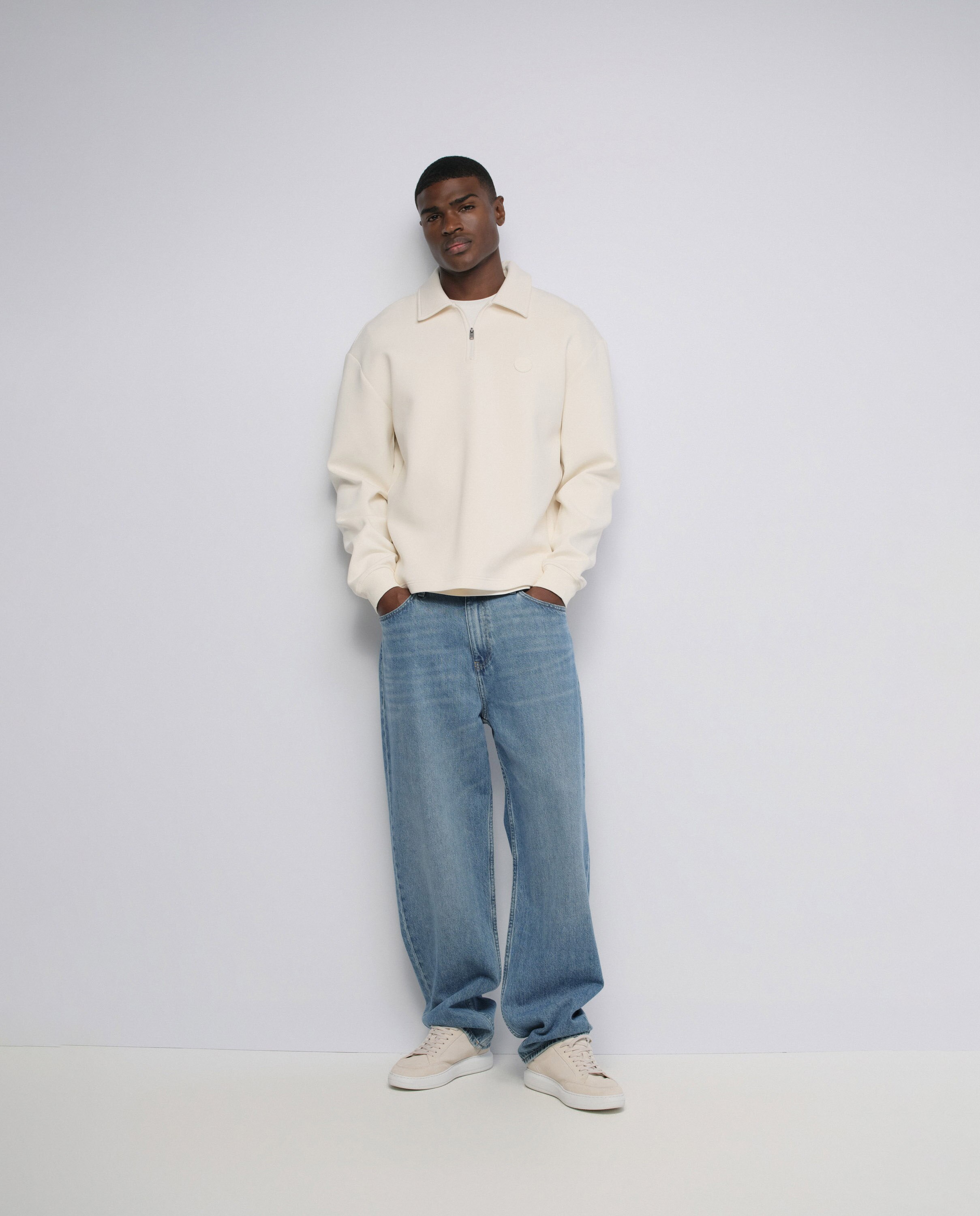 Sudadera de punto con media cremallera de hombre - Salsa Jeans - Natural Natural-5