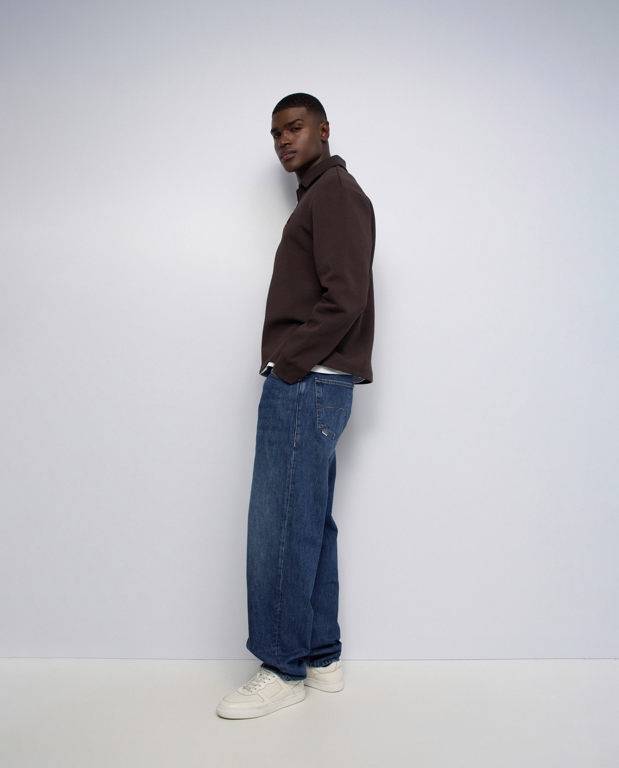 Sudadera de punto con media cremallera de hombre - Salsa Jeans - Marrón Marrón-2