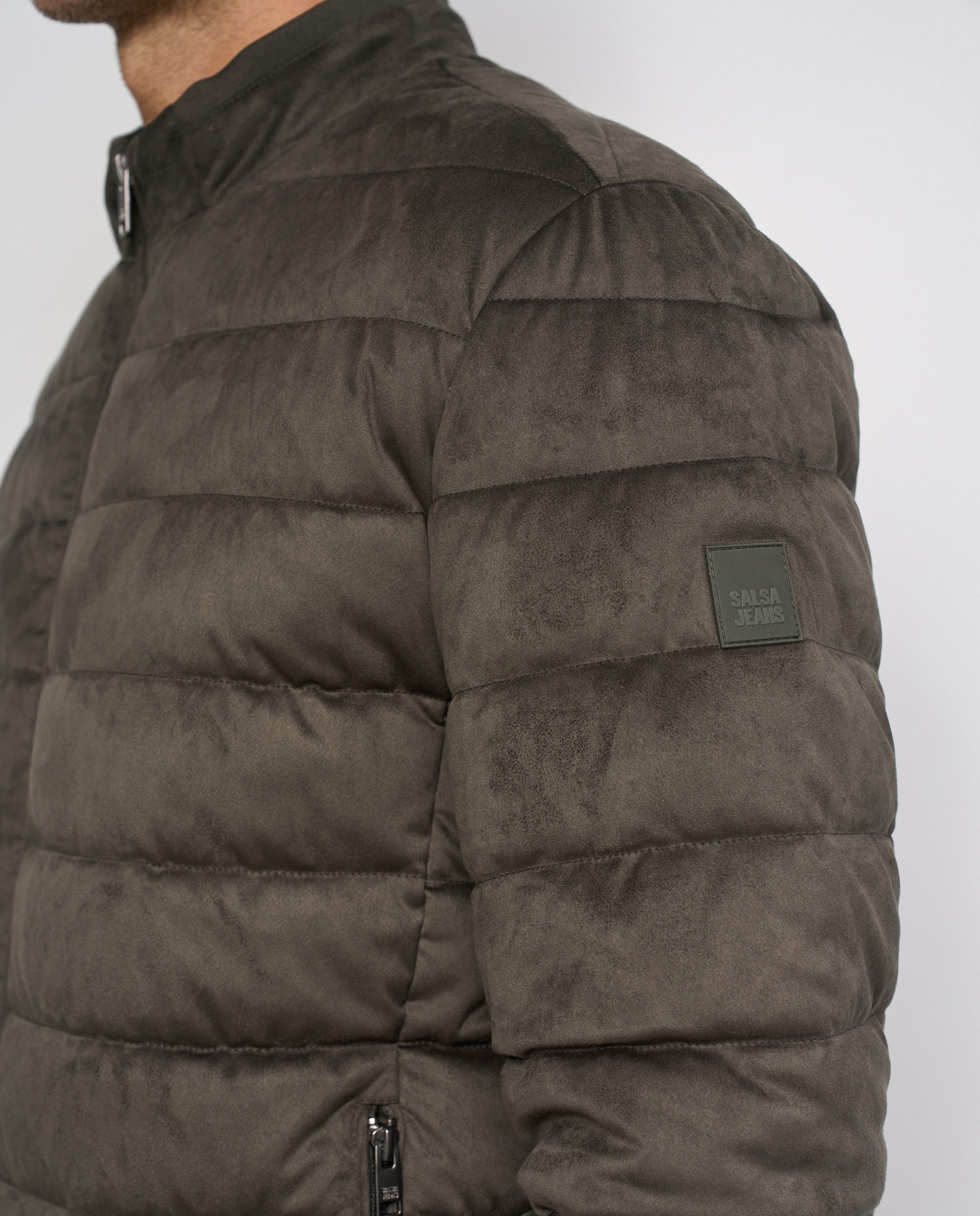 Chaqueta puffer de hombre efecto ante - Salsa Jeans - Verde Verde-4