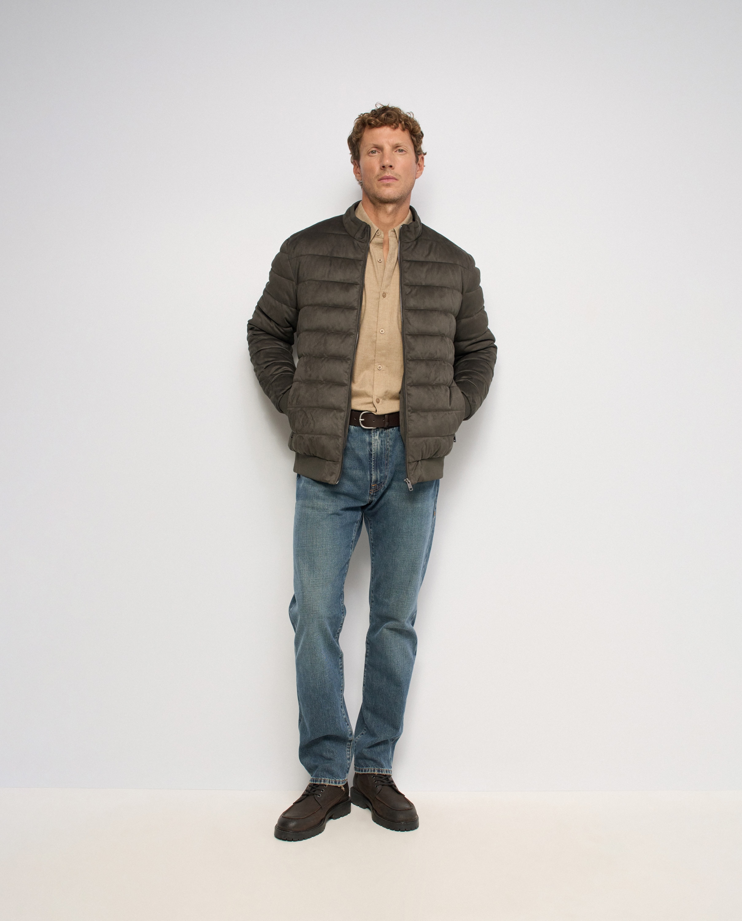 Chaqueta puffer de hombre efecto ante - Salsa Jeans - Verde Verde-5