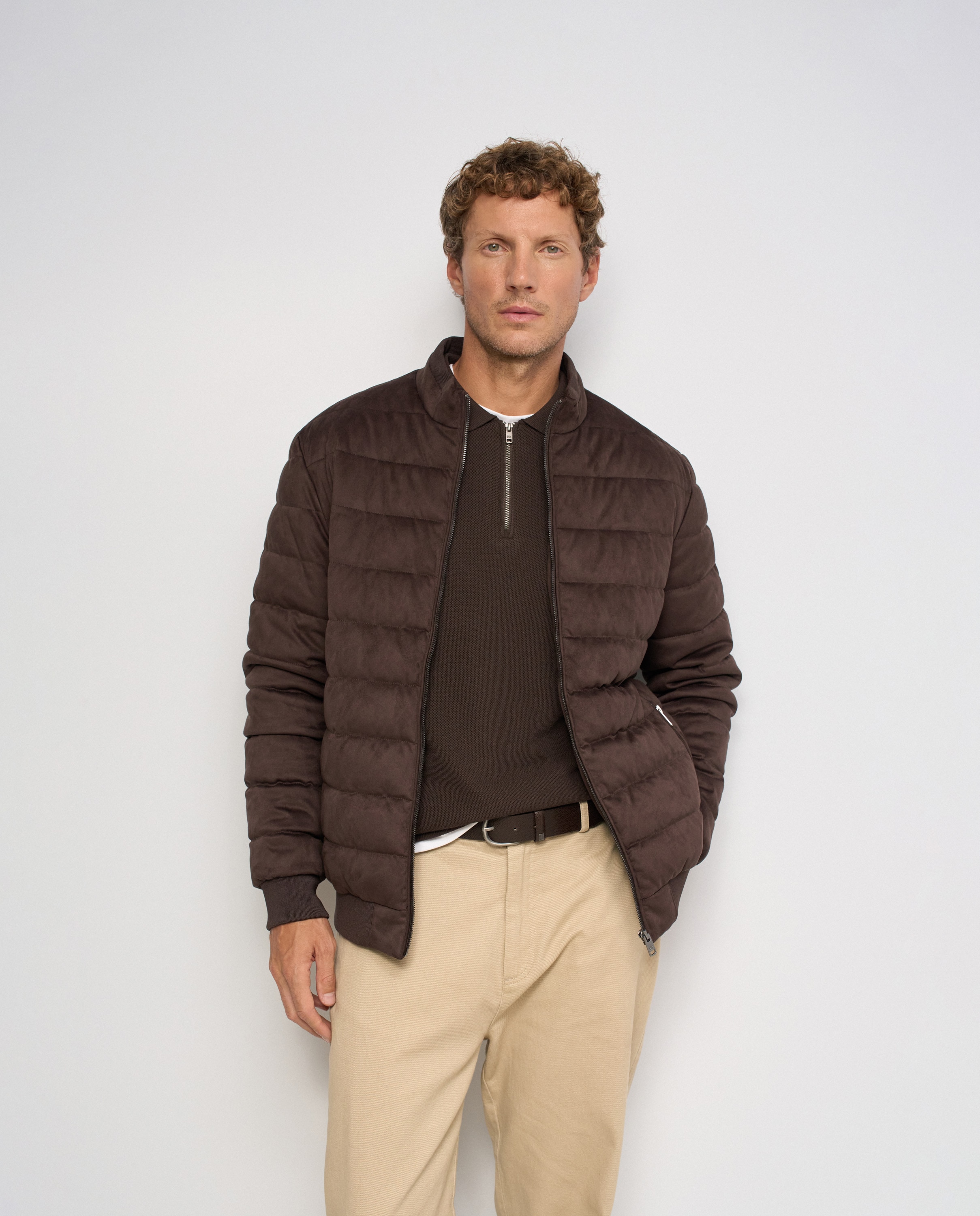Chaqueta puffer de hombre efecto ante - Salsa Jeans - Marrón Marrón-1