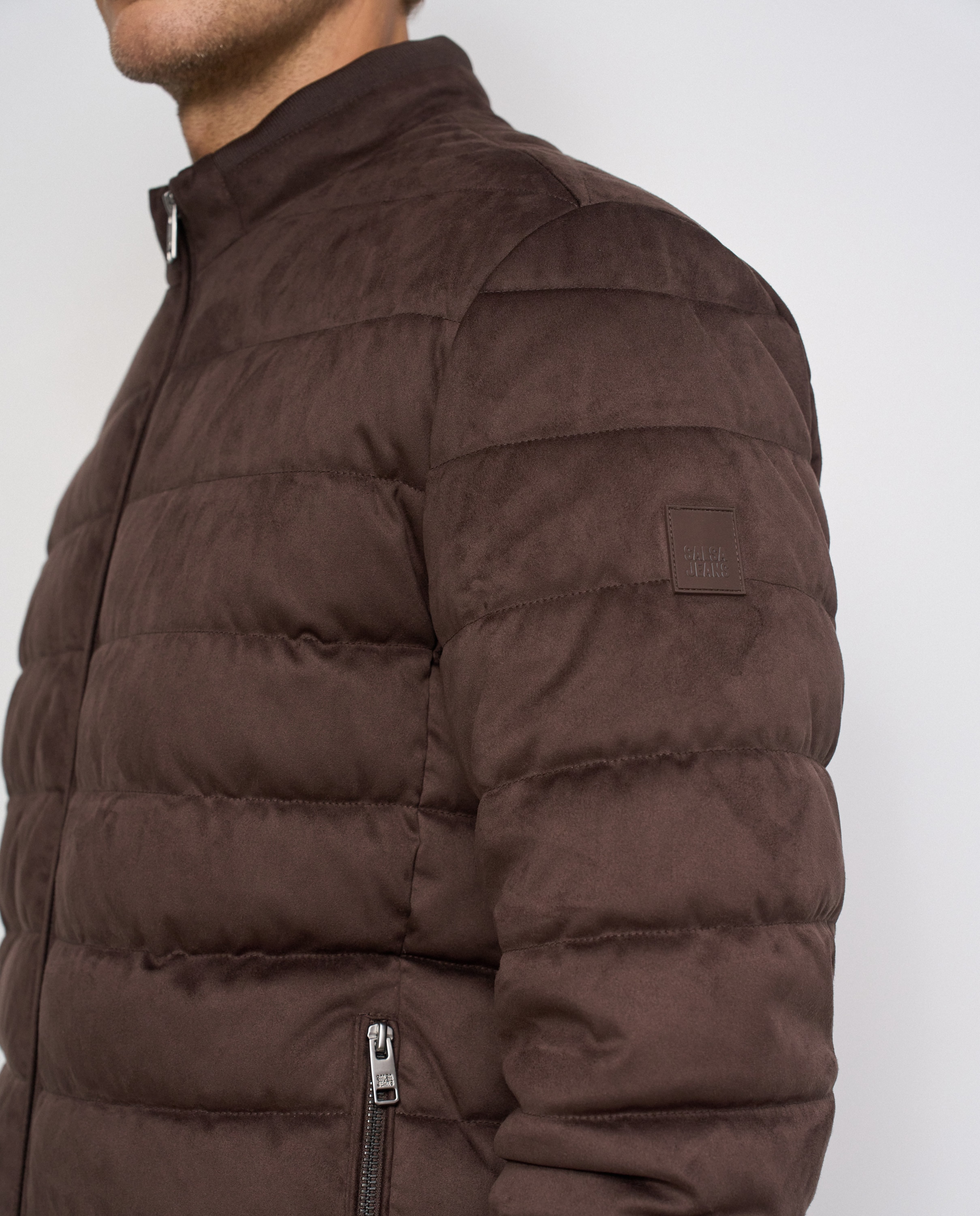 Chaqueta puffer de hombre efecto ante - Salsa Jeans - Marrón Marrón-4
