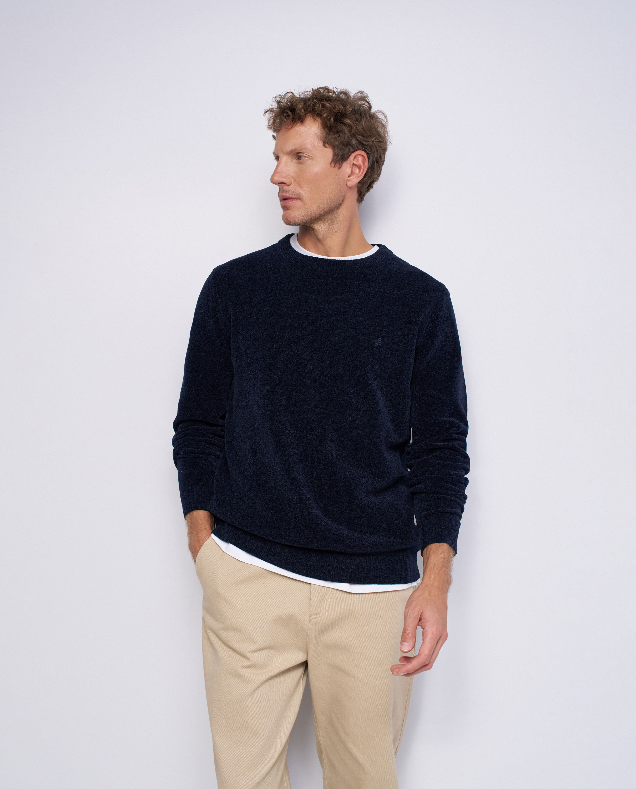 Imagen 1 de Sudadera efecto aterciopelado de hombre Azul