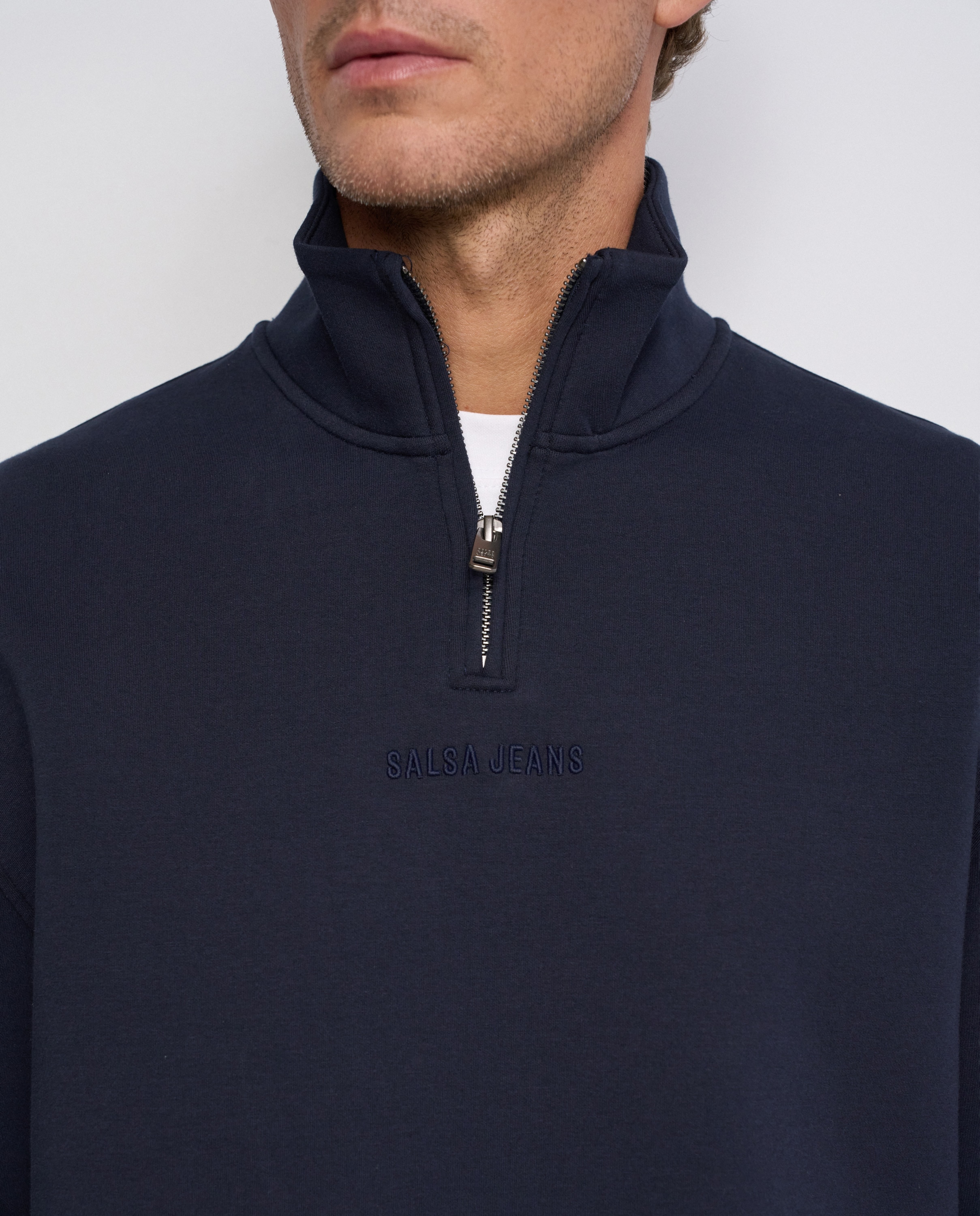Sudadera con media cremallera de hombre - Salsa Jeans - Azul Azul-4