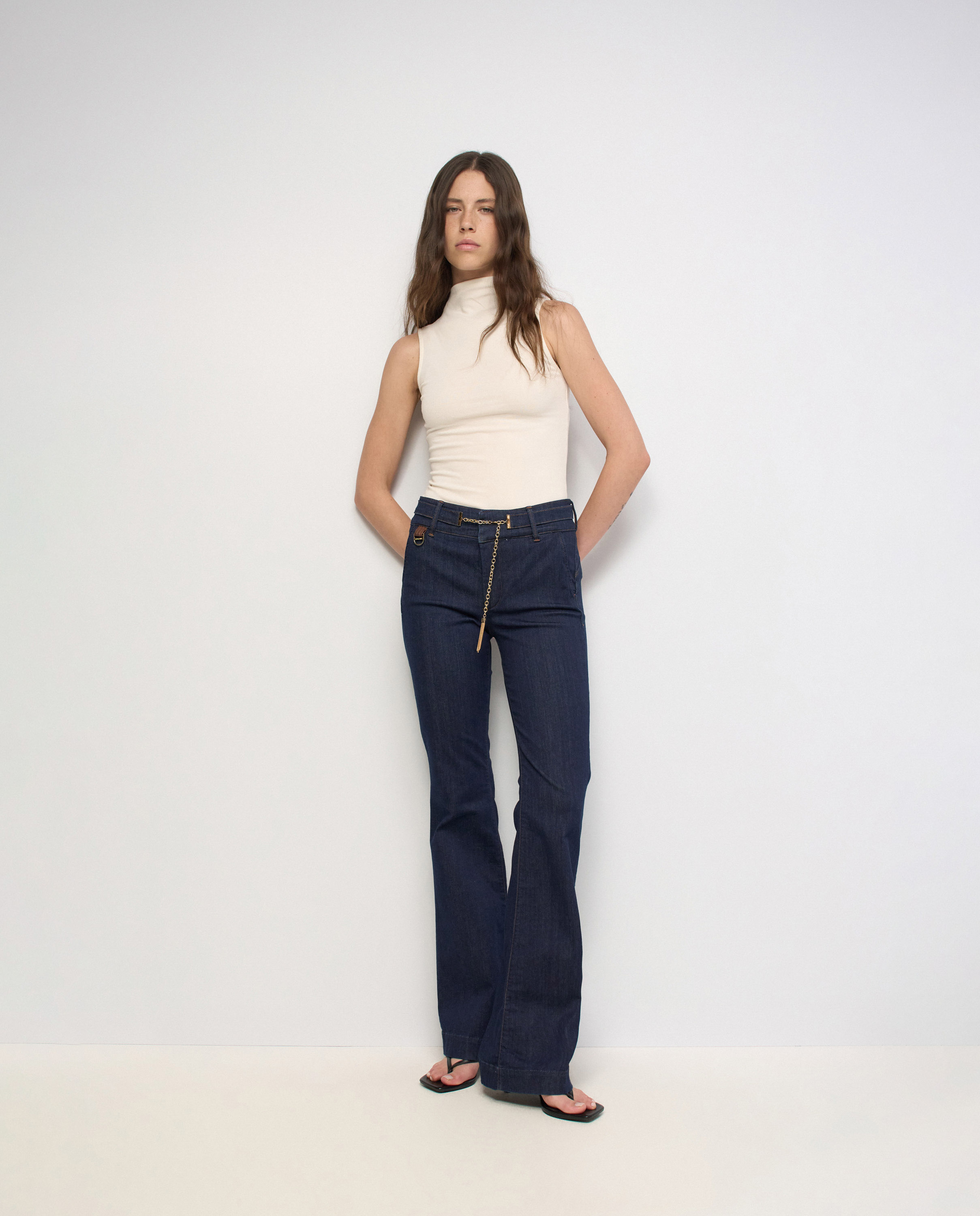 Secret chino push in flare de mujer - Salsa Jeans - Azul Azul-5