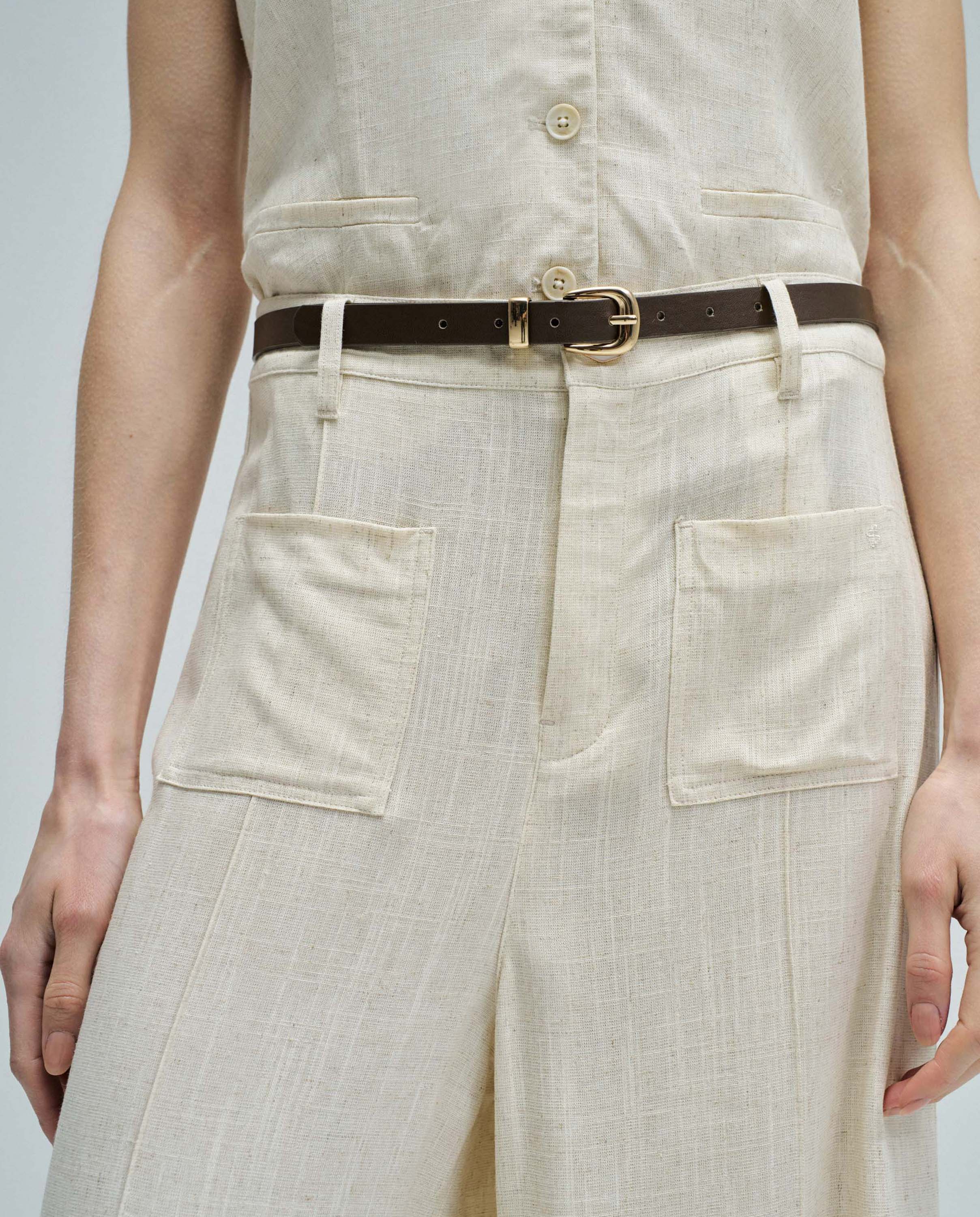 Pantalones wide leg con lino de mujer Natural Salsa Jeans Natural-4