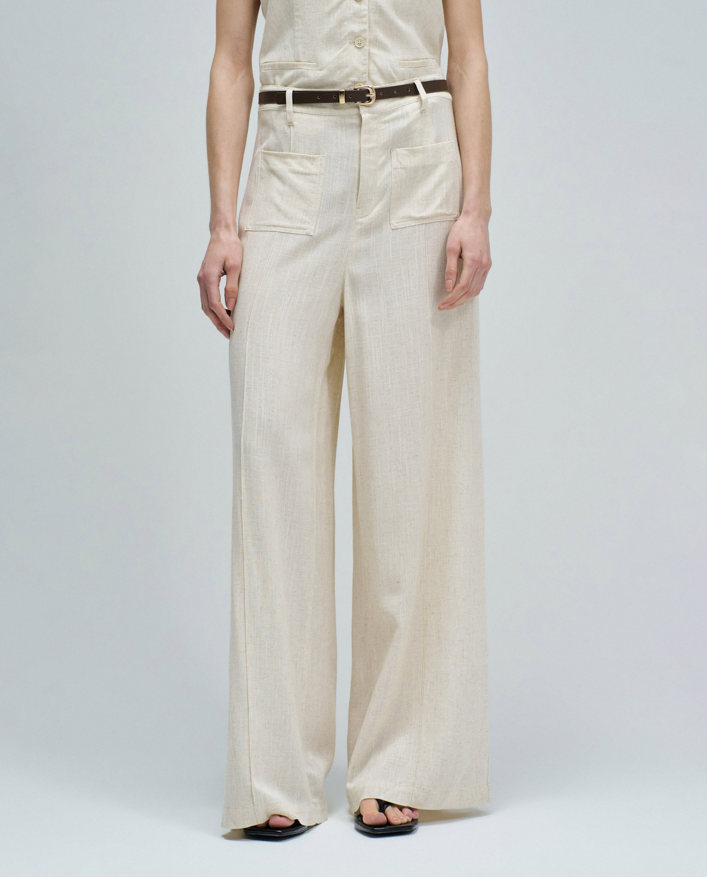 Pantalones wide leg con lino de mujer Natural Salsa Jeans Natural-5