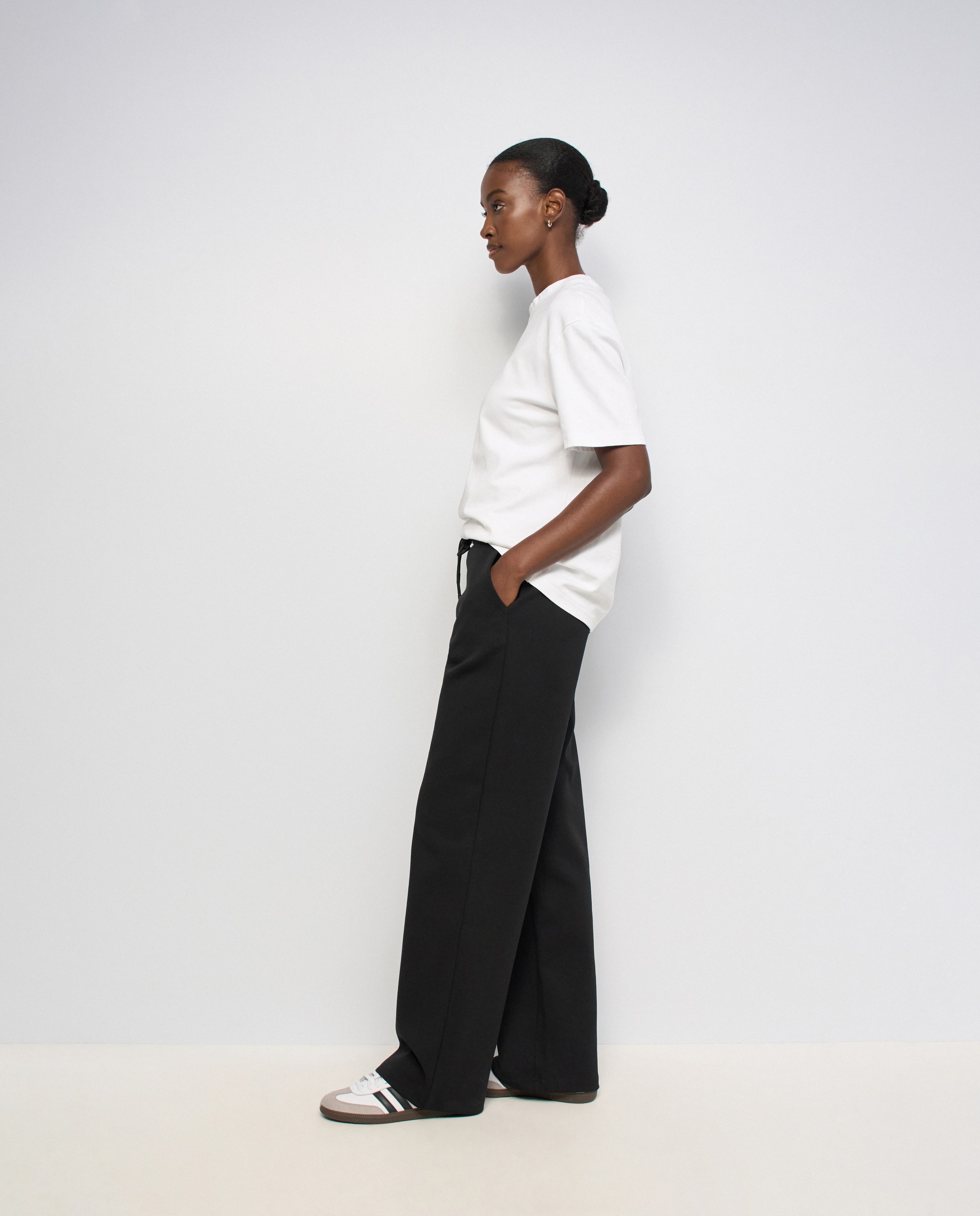 Pantalones jogger de punto con pernera wide de mujer - Salsa Jeans - Negro Negro-2