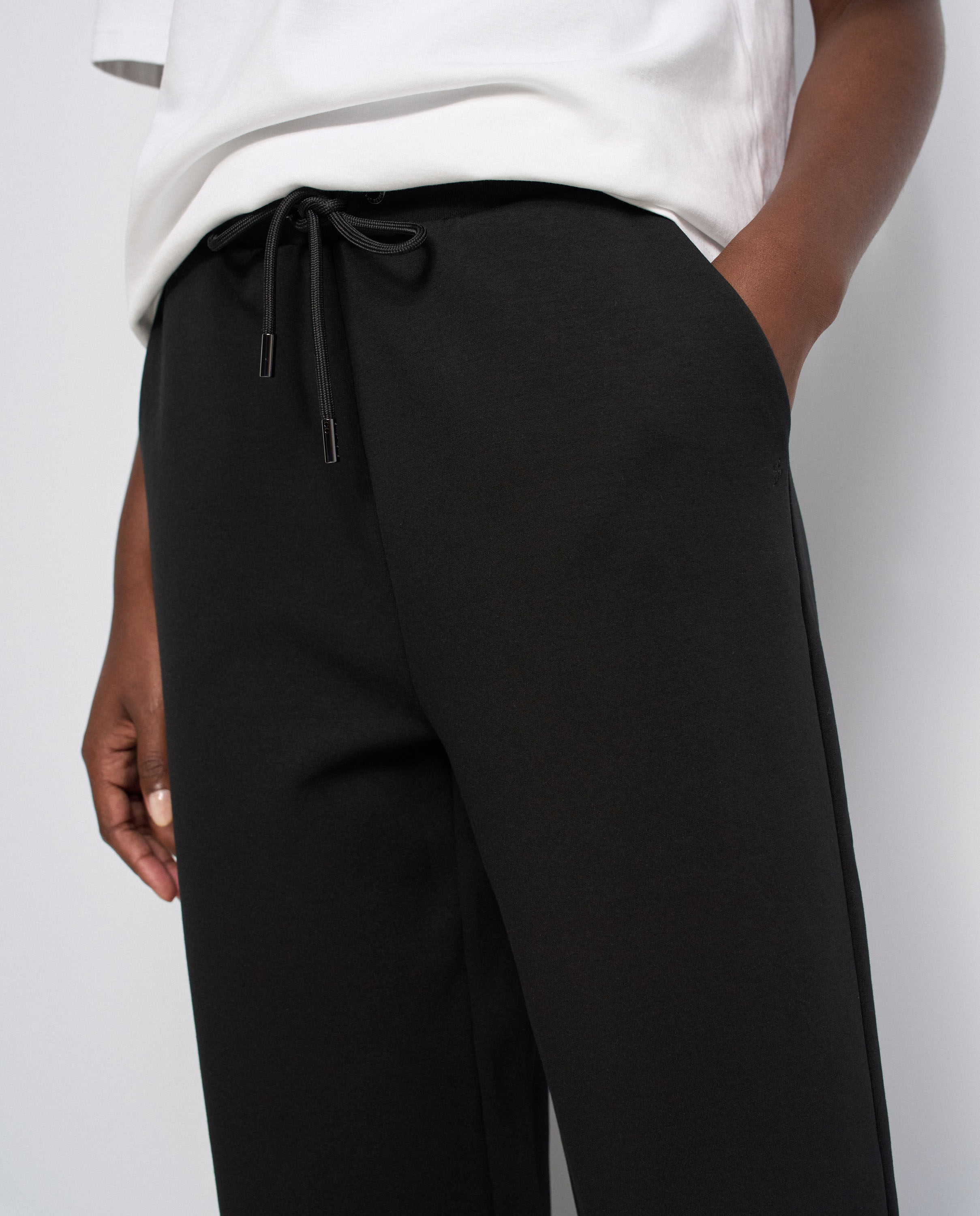 Pantalones jogger de punto con pernera wide de mujer - Salsa Jeans - Negro Negro-4