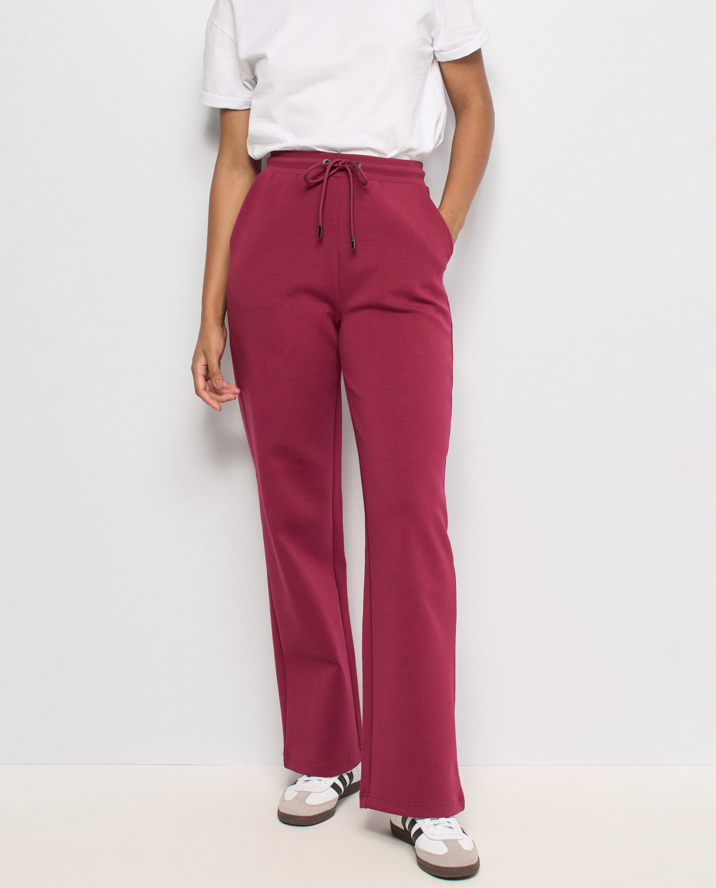 Pantalones jogger de punto con pernera wide de mujer - Salsa Jeans - Rojo Rojo-1