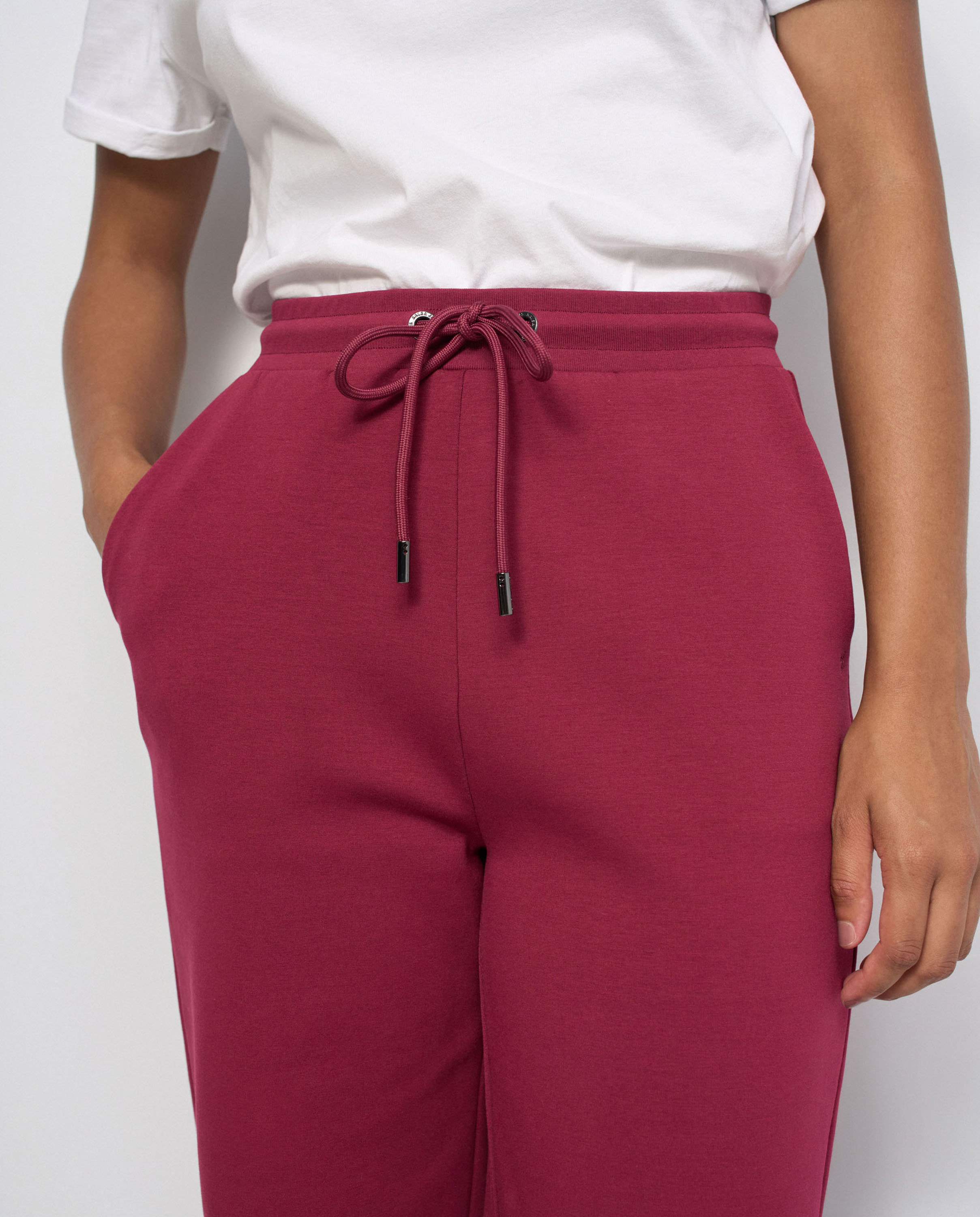 Pantalones jogger de punto con pernera wide de mujer - Salsa Jeans - Rojo Rojo-4