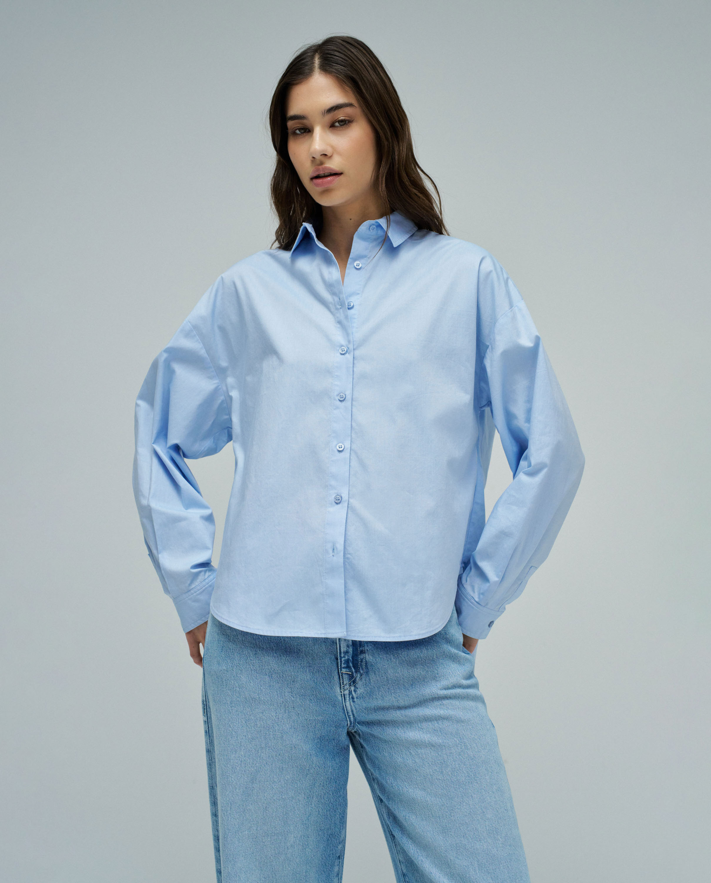 Camisa básica loose fit de mujer - Salsa Jeans - Azul Azul-1