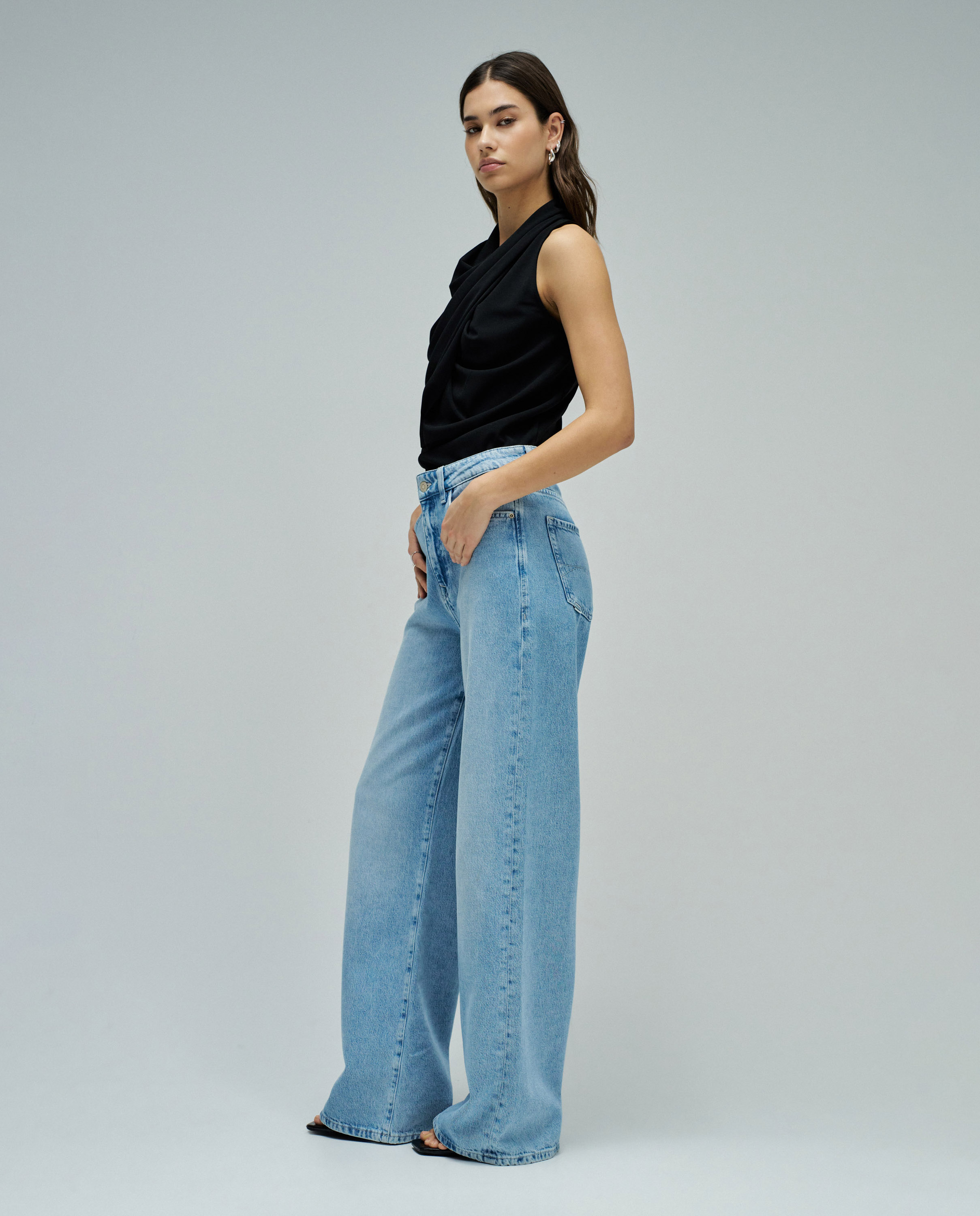 Top drapeado sin mangas ajuste regular de mujer - Salsa Jeans - Negro Negro-2