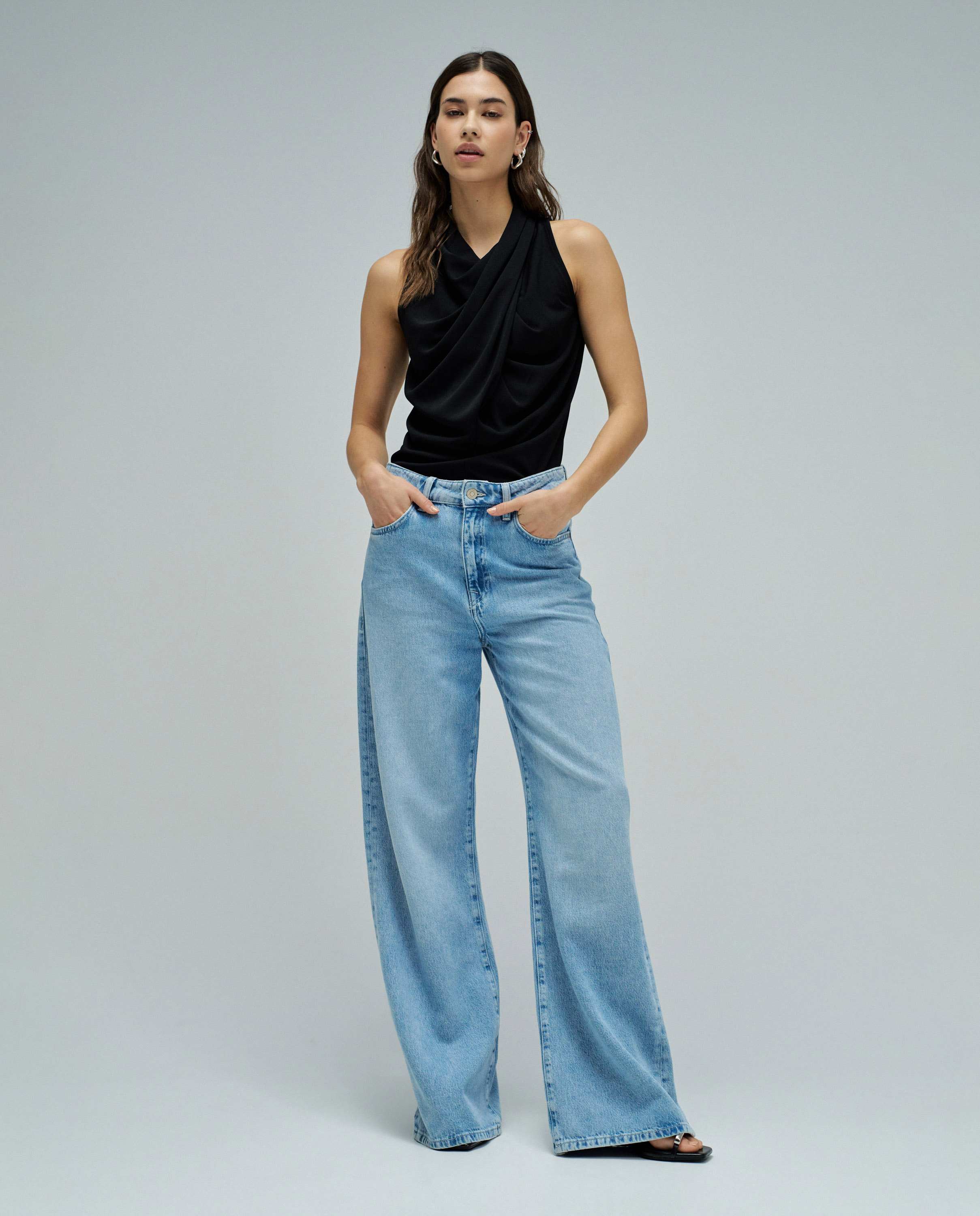 Top drapeado sin mangas ajuste regular de mujer - Salsa Jeans - Negro Negro-5