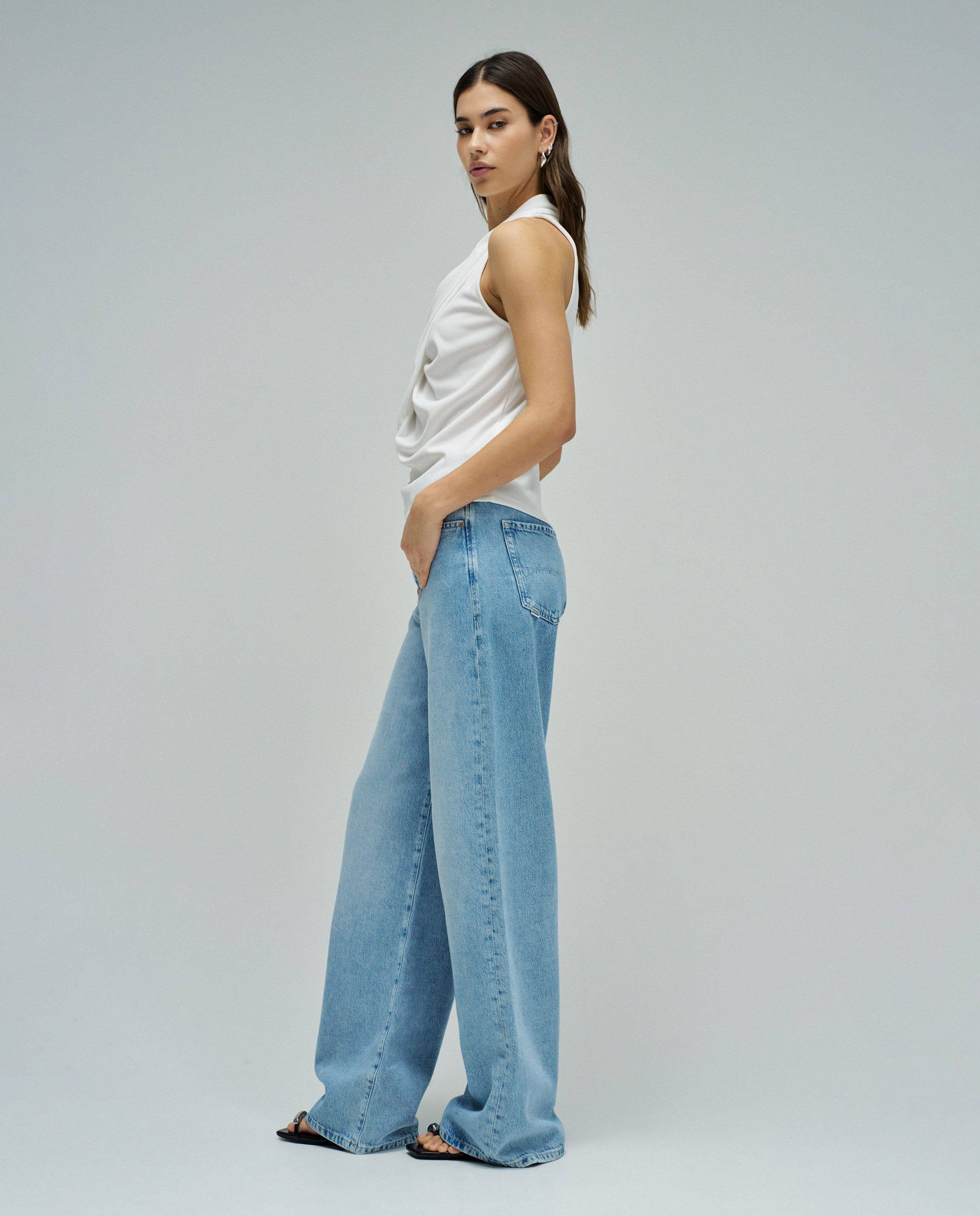 Top drapeado sin mangas ajuste regular de mujer - Salsa Jeans - Blanco Blanco-2