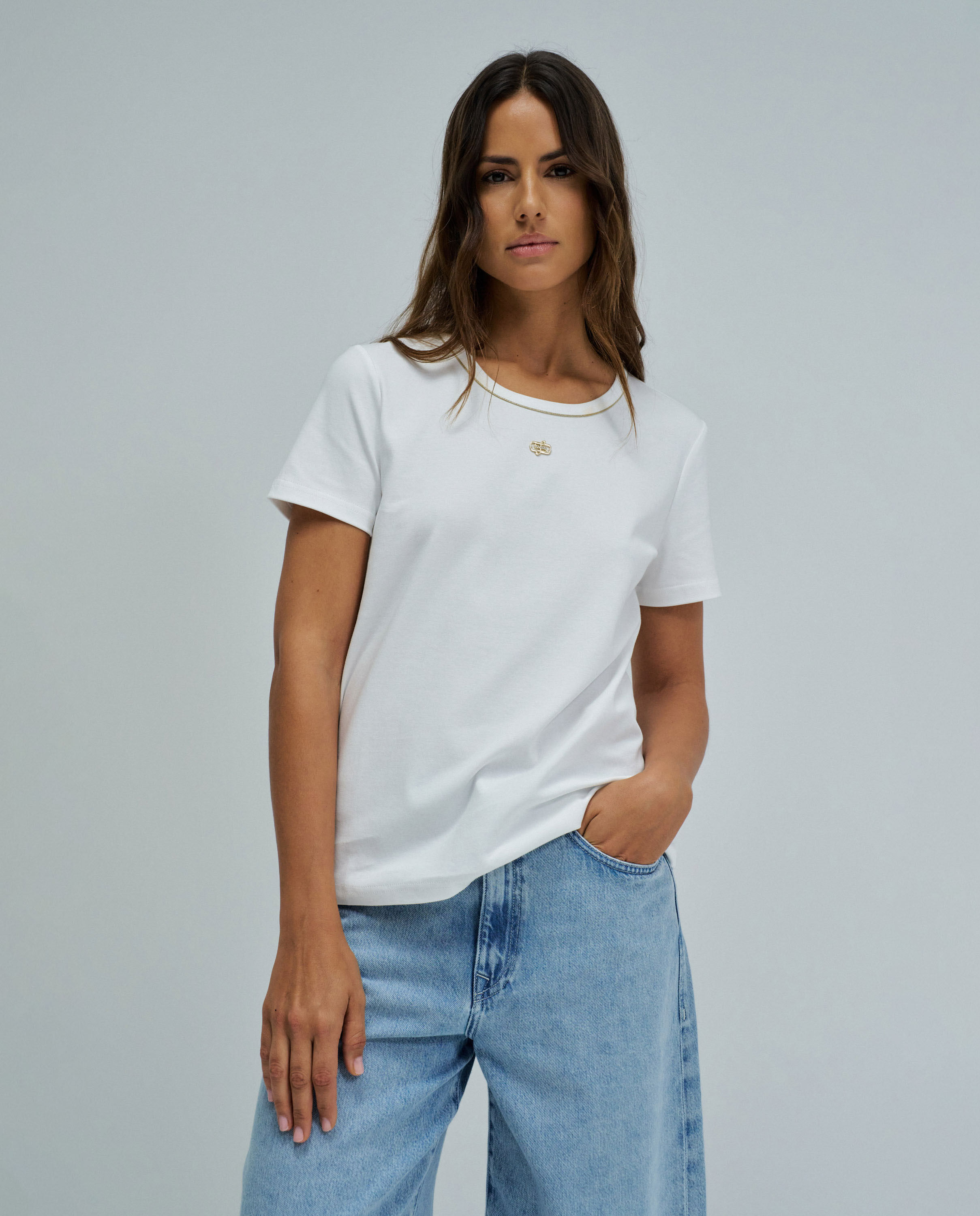 Salsa Jeans - Camiseta básica con lurex de mujer.