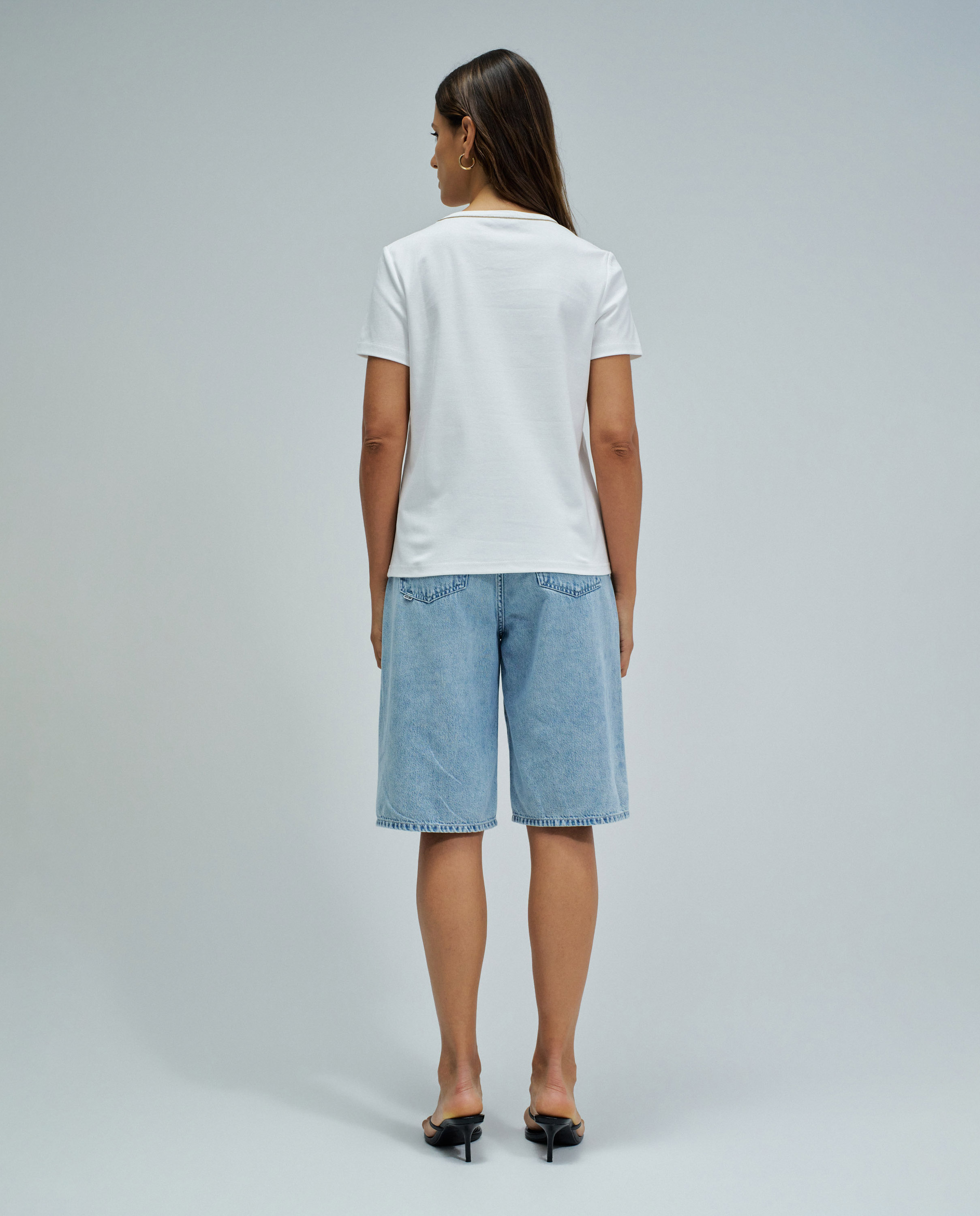 Camiseta básica con lúrex de mujer - Salsa Jeans - Blanco Blanco-3