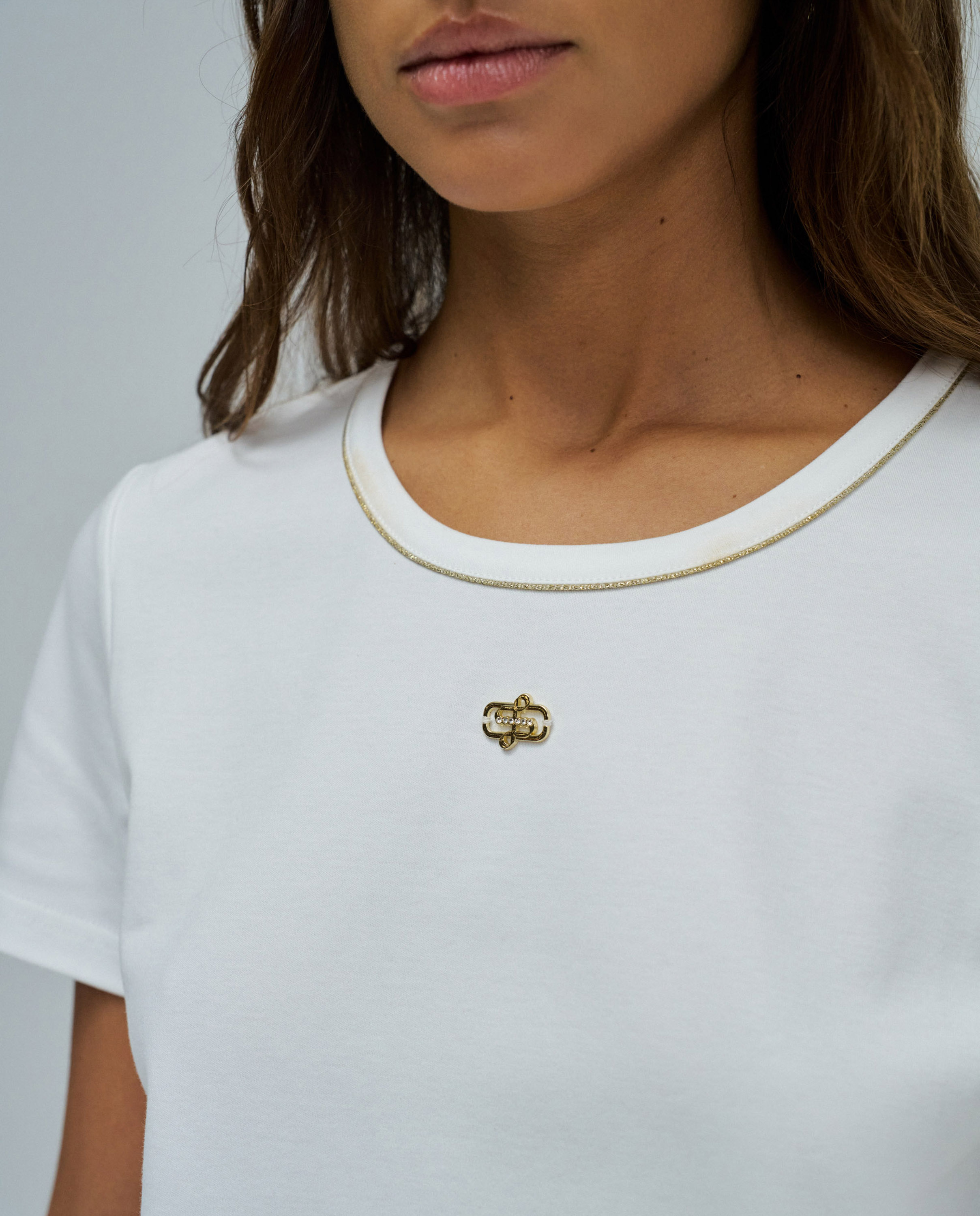 Camiseta básica con lúrex de mujer - Salsa Jeans - Blanco Blanco-4