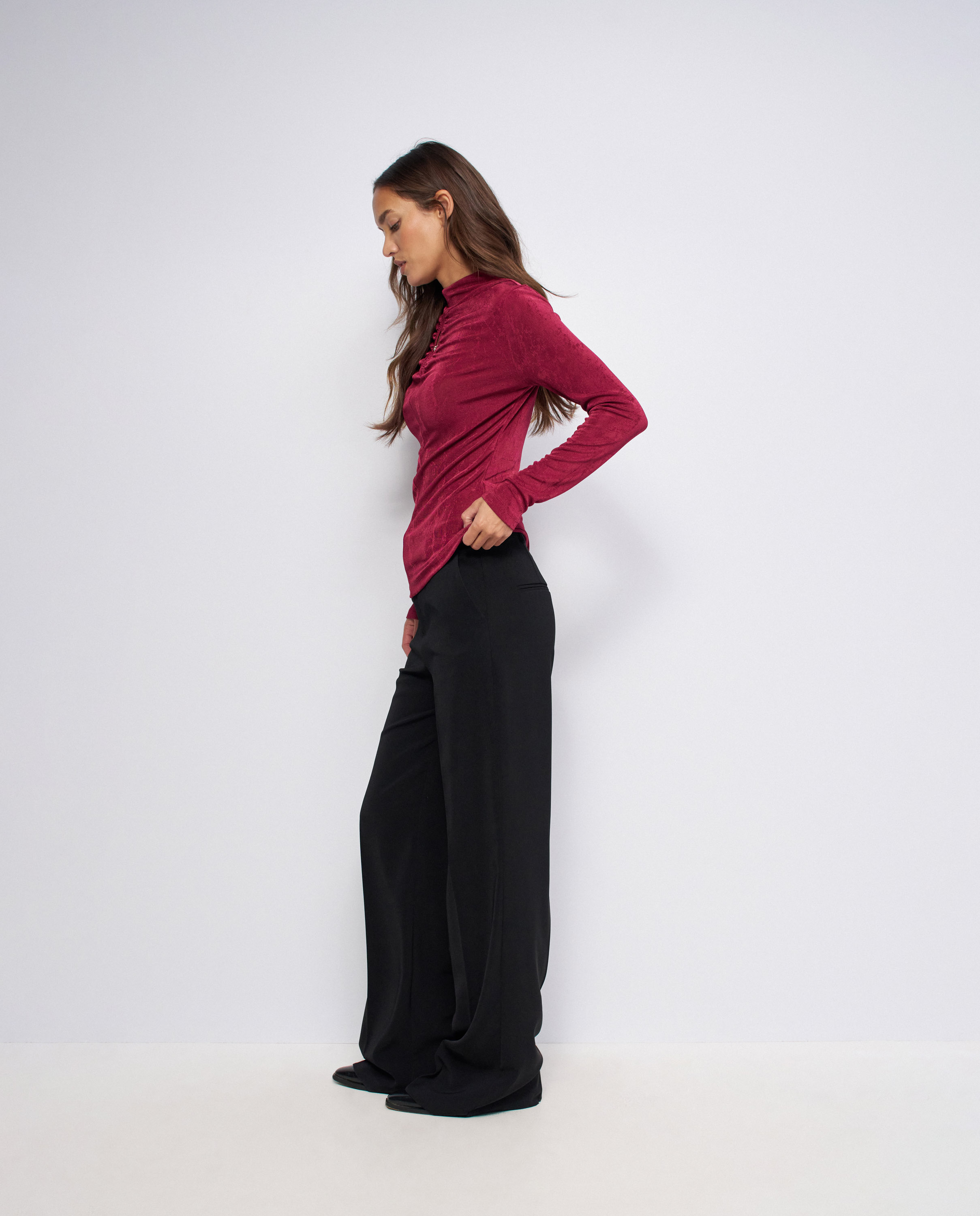 Jersey texturizado con abertura en el pecho de mujer - Salsa Jeans - Rojo Rojo-2