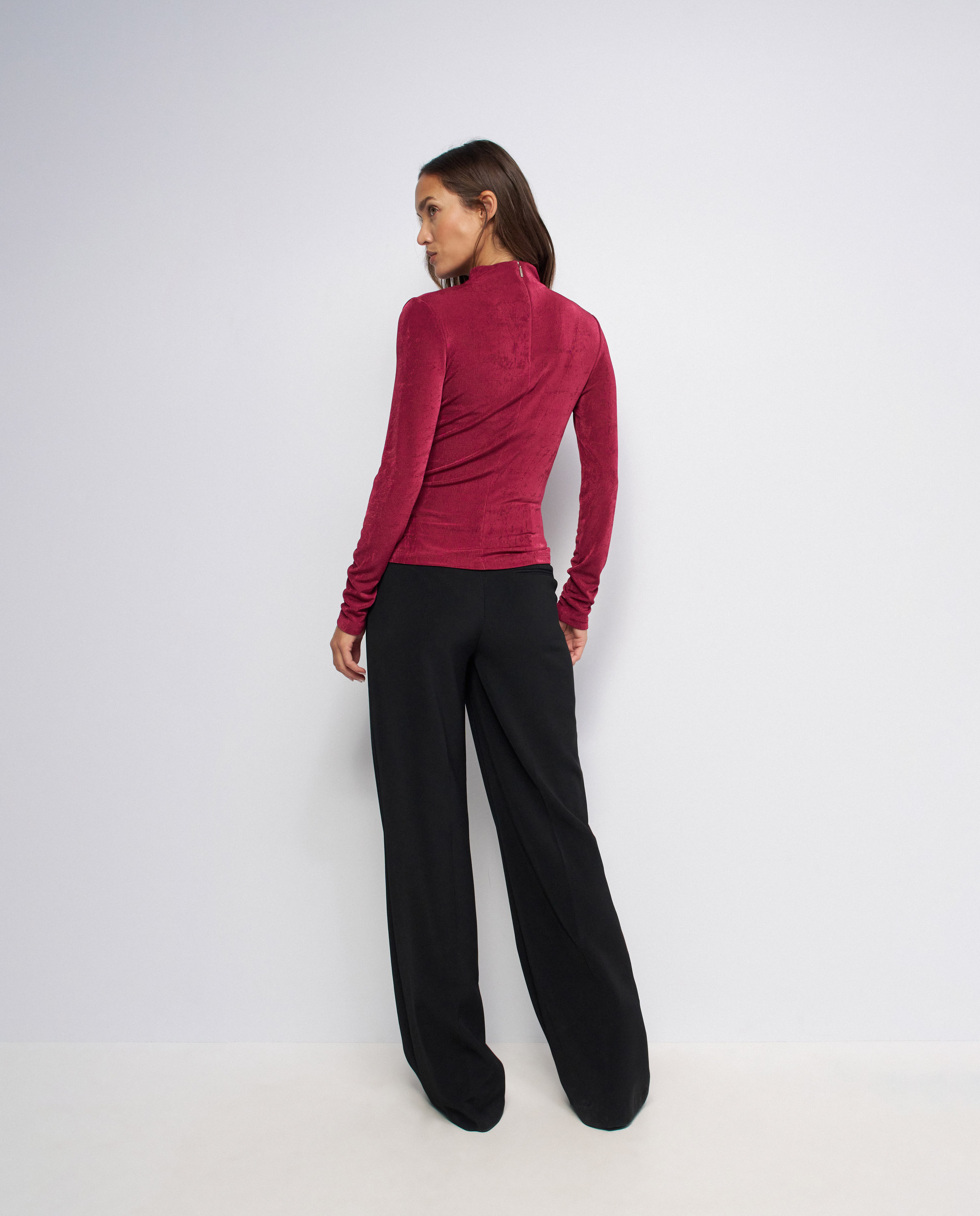 Jersey texturizado con abertura en el pecho de mujer - Salsa Jeans - Rojo Rojo-3
