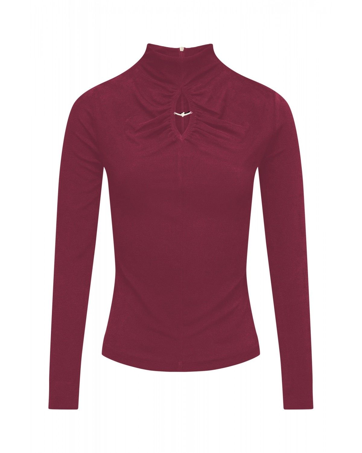 Jersey texturizado con abertura en el pecho de mujer - Salsa Jeans - Rojo Rojo-6