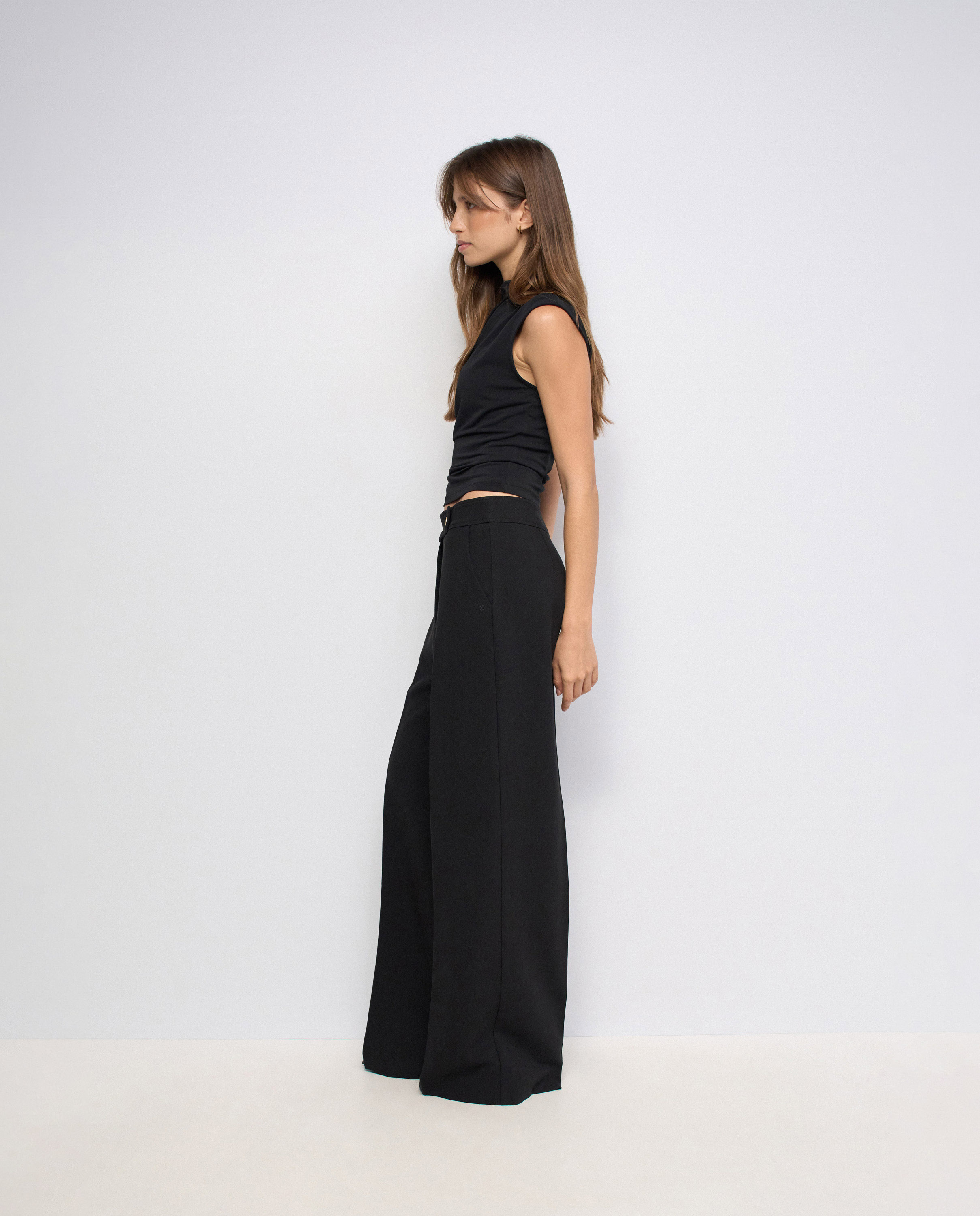 Pantalones de tejido con pierna wide de mujer - Salsa Jeans - Negro Negro-2