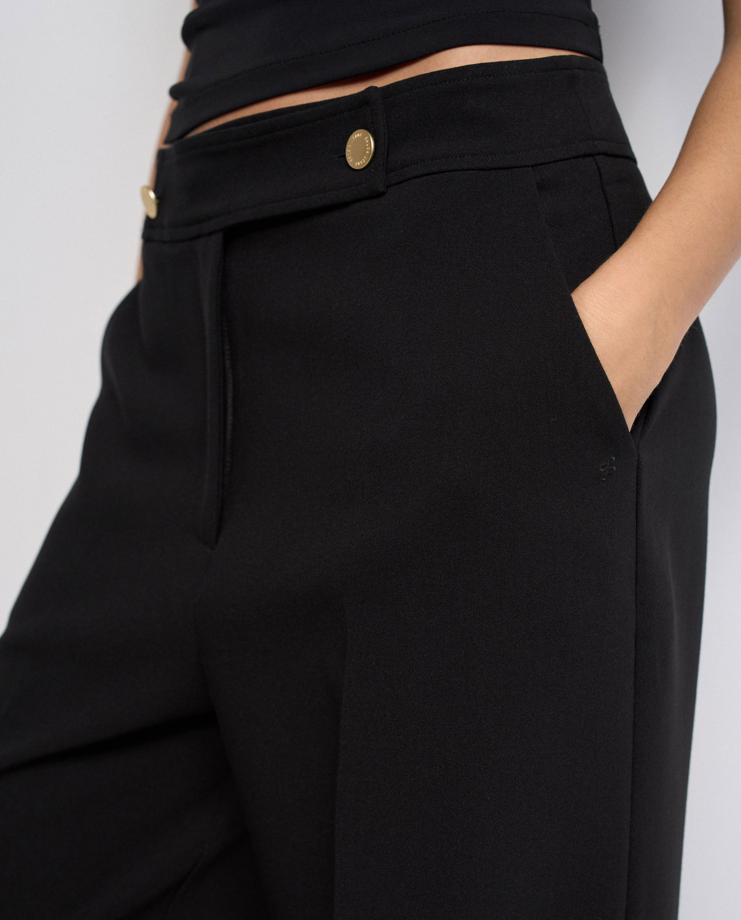 Pantalones de tejido con pierna wide de mujer - Salsa Jeans - Negro Negro-4