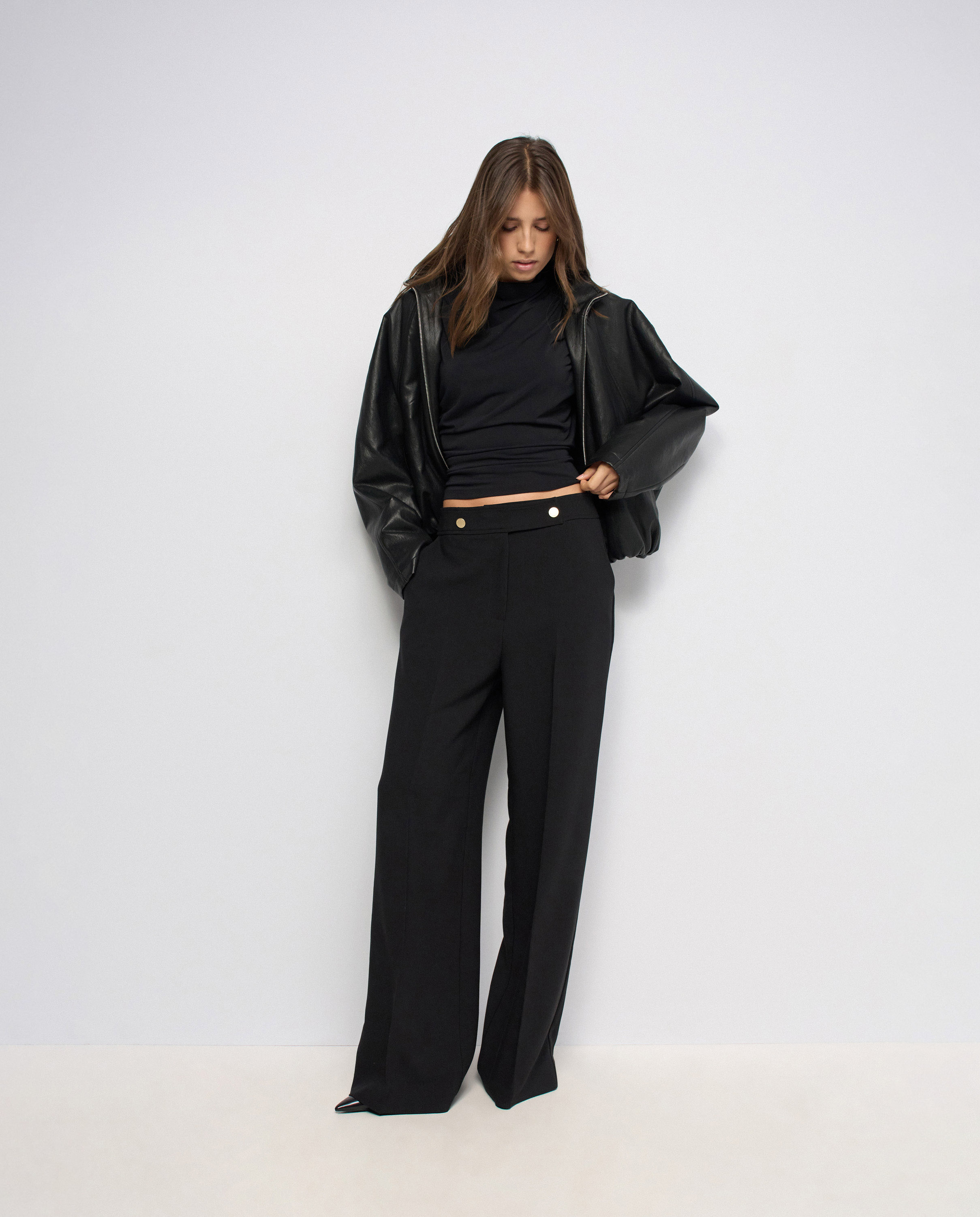 Pantalones de tejido con pierna wide de mujer - Salsa Jeans - Negro Negro-5