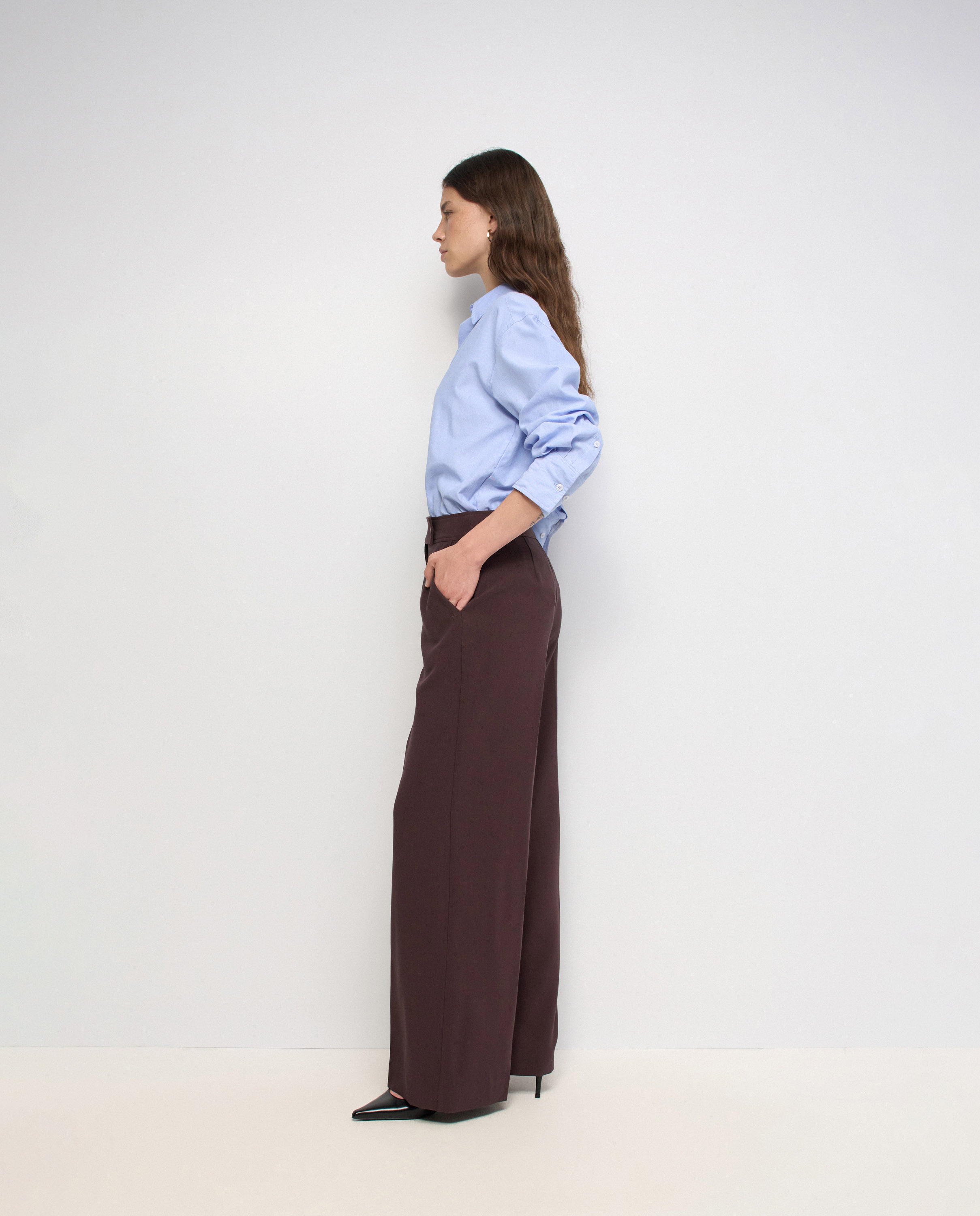 Pantalones de tejido con pierna wide de mujer - Salsa Jeans - Marrón Marrón-2