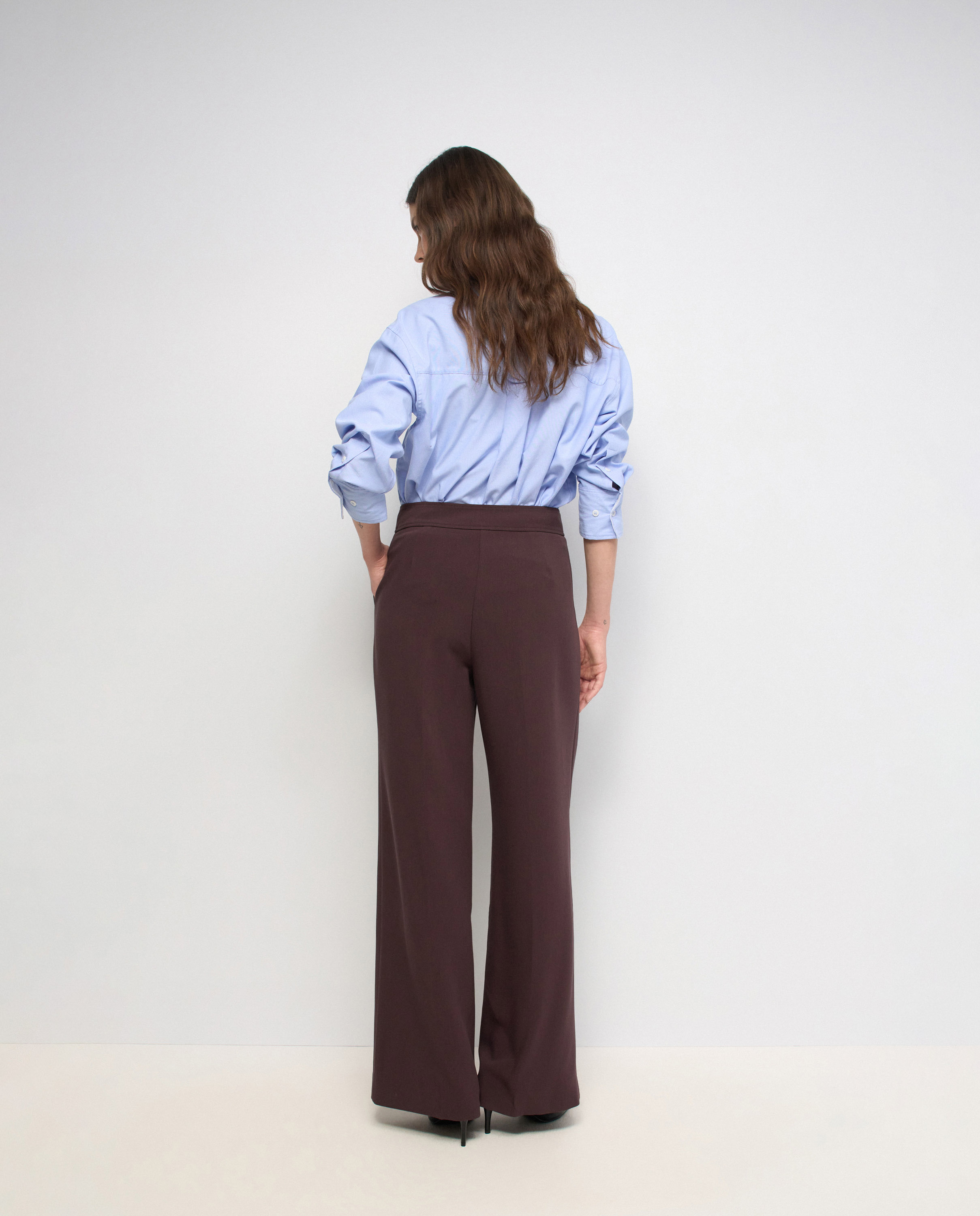 Pantalones de tejido con pierna wide de mujer - Salsa Jeans - Marrón Marrón-3