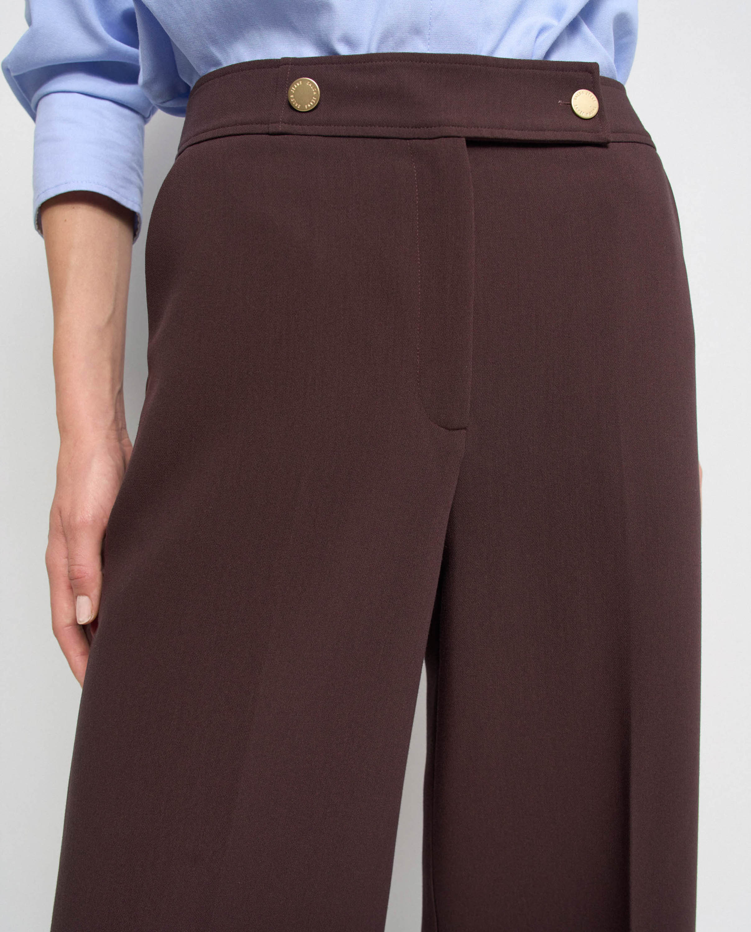 Pantalones de tejido con pierna wide de mujer - Salsa Jeans - Marrón Marrón-4