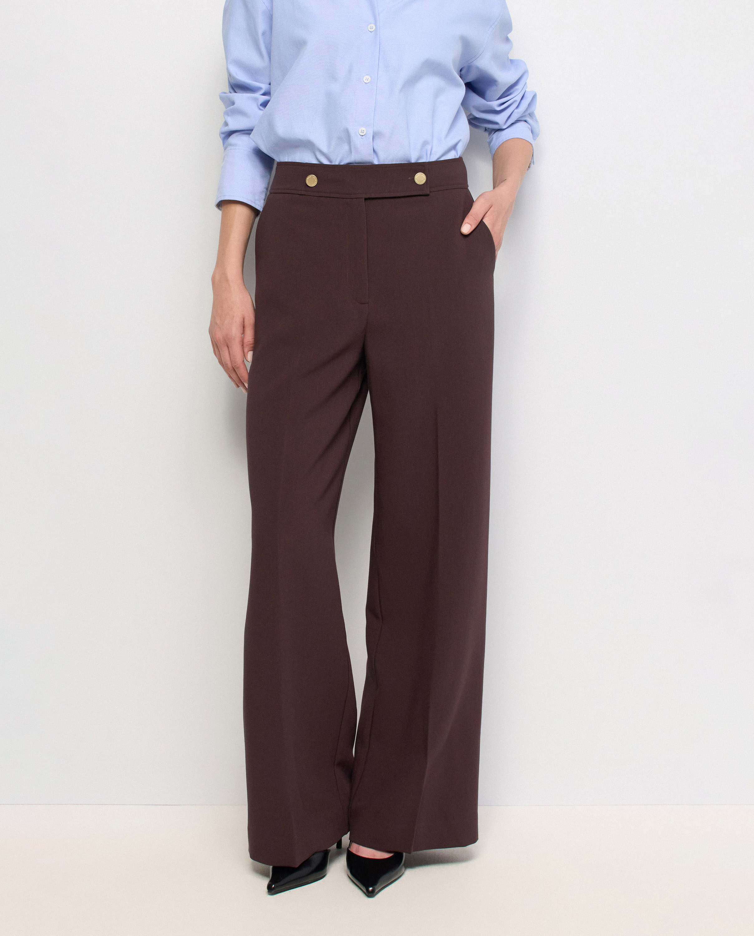 Pantalones de tejido con pierna wide de mujer - Salsa Jeans - Marrón Marrón-5