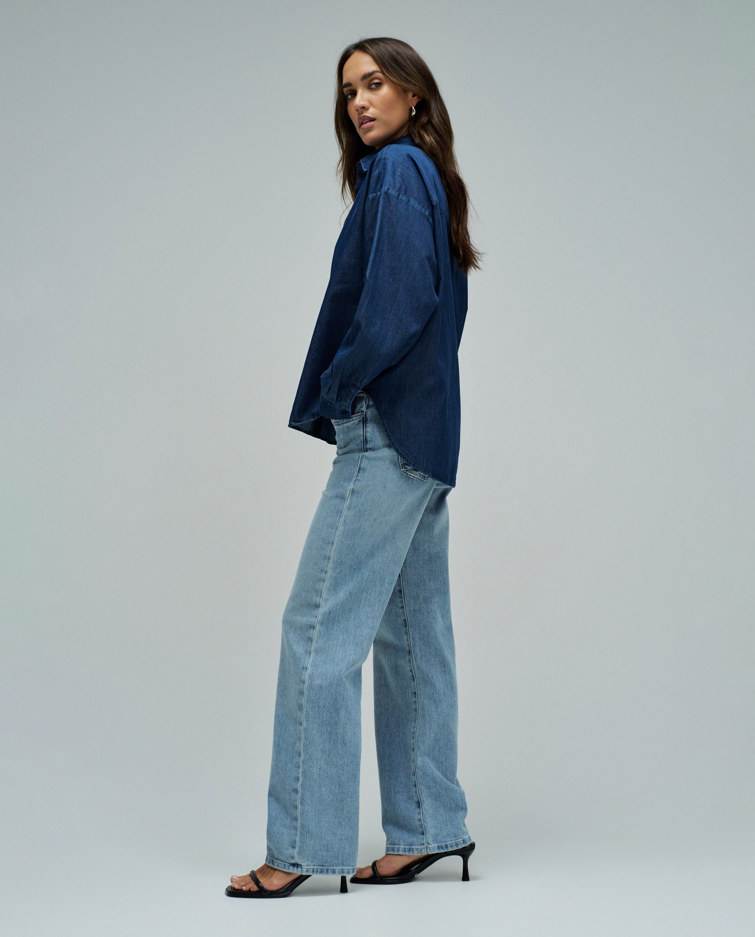 Camisa básica en light denim de mujer - Salsa Jeans - Azul Azul-2