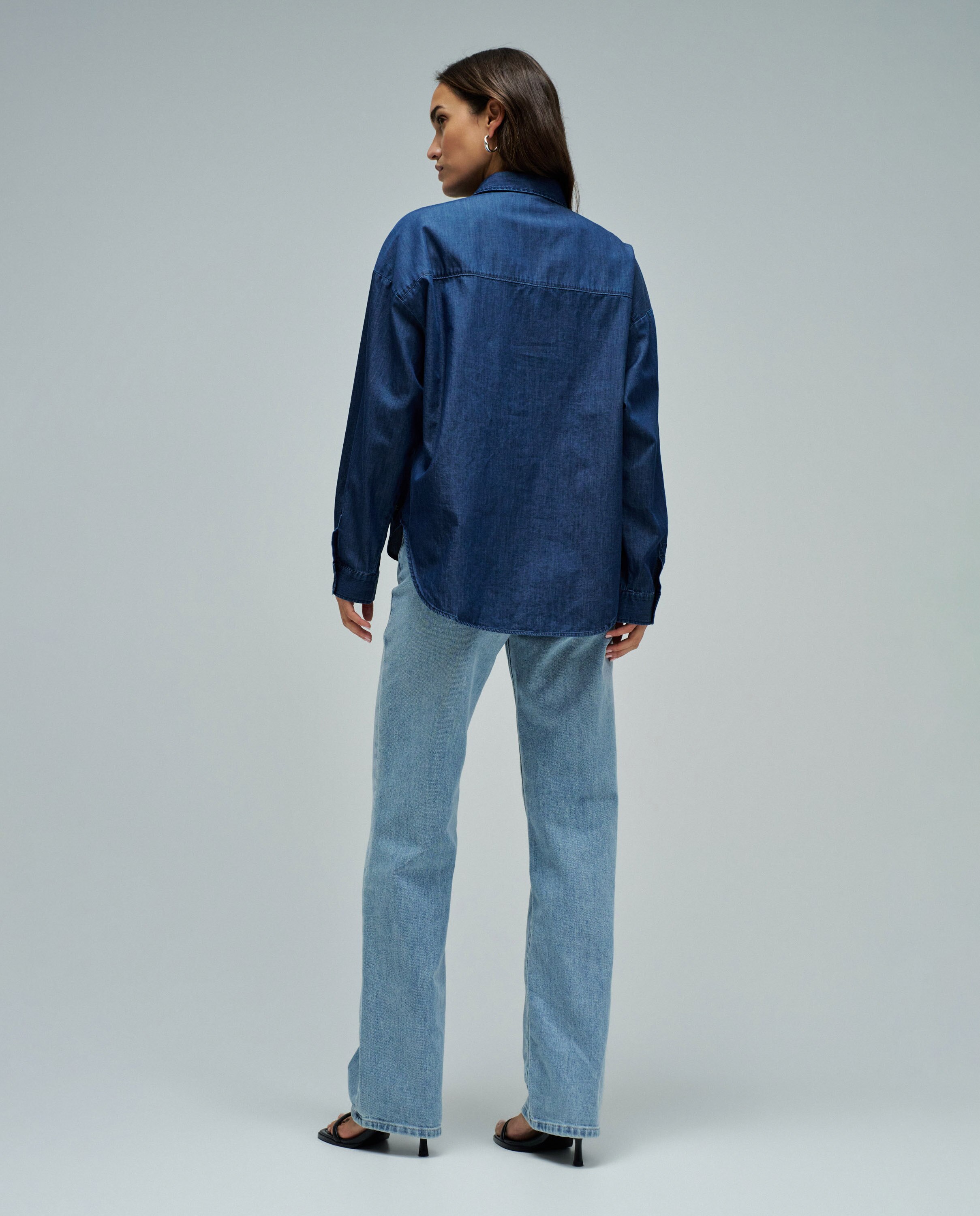 Camisa básica en light denim de mujer - Salsa Jeans - Azul Azul-3