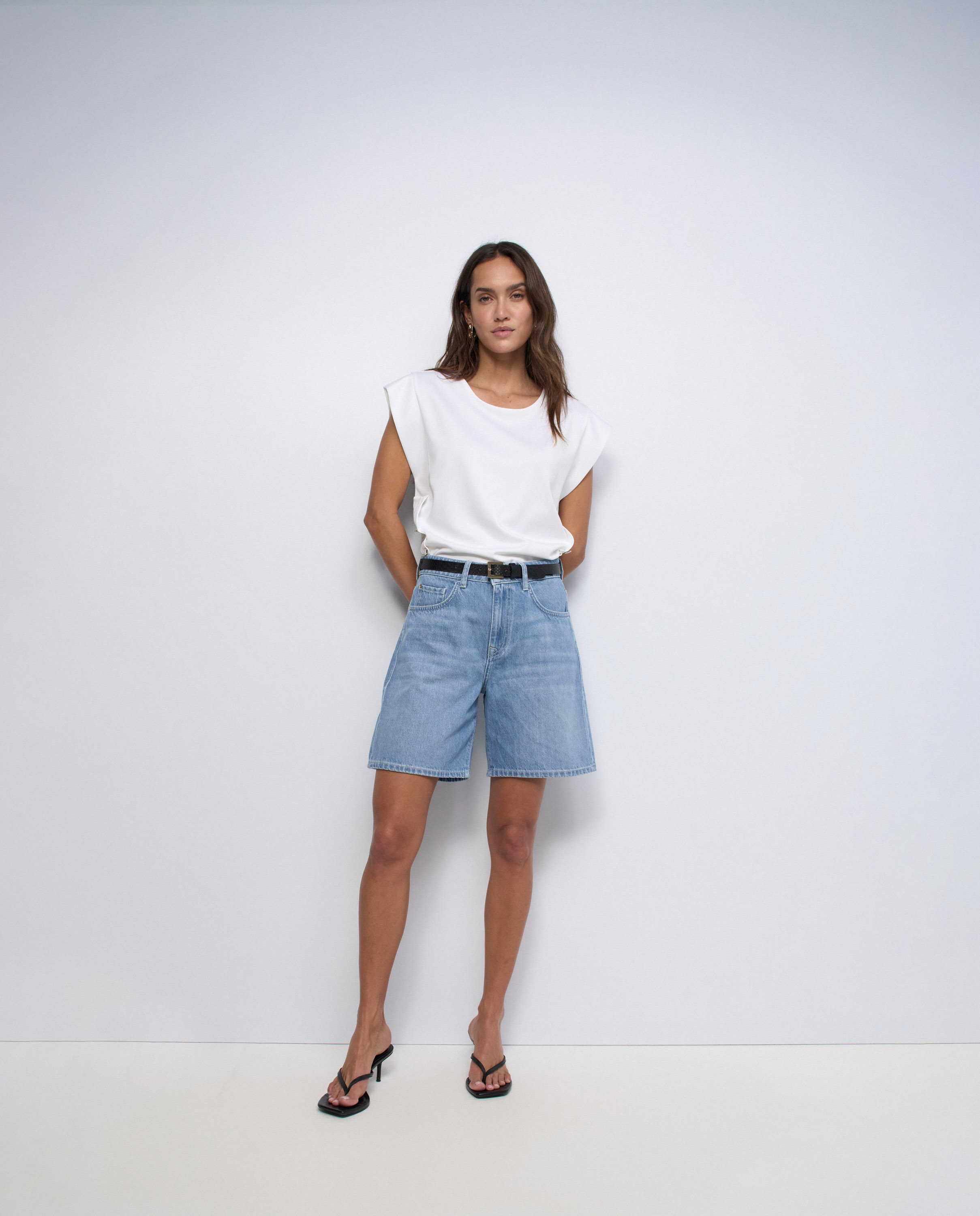 Camiseta con botones de mujer - Salsa Jeans - Blanco Blanco-5
