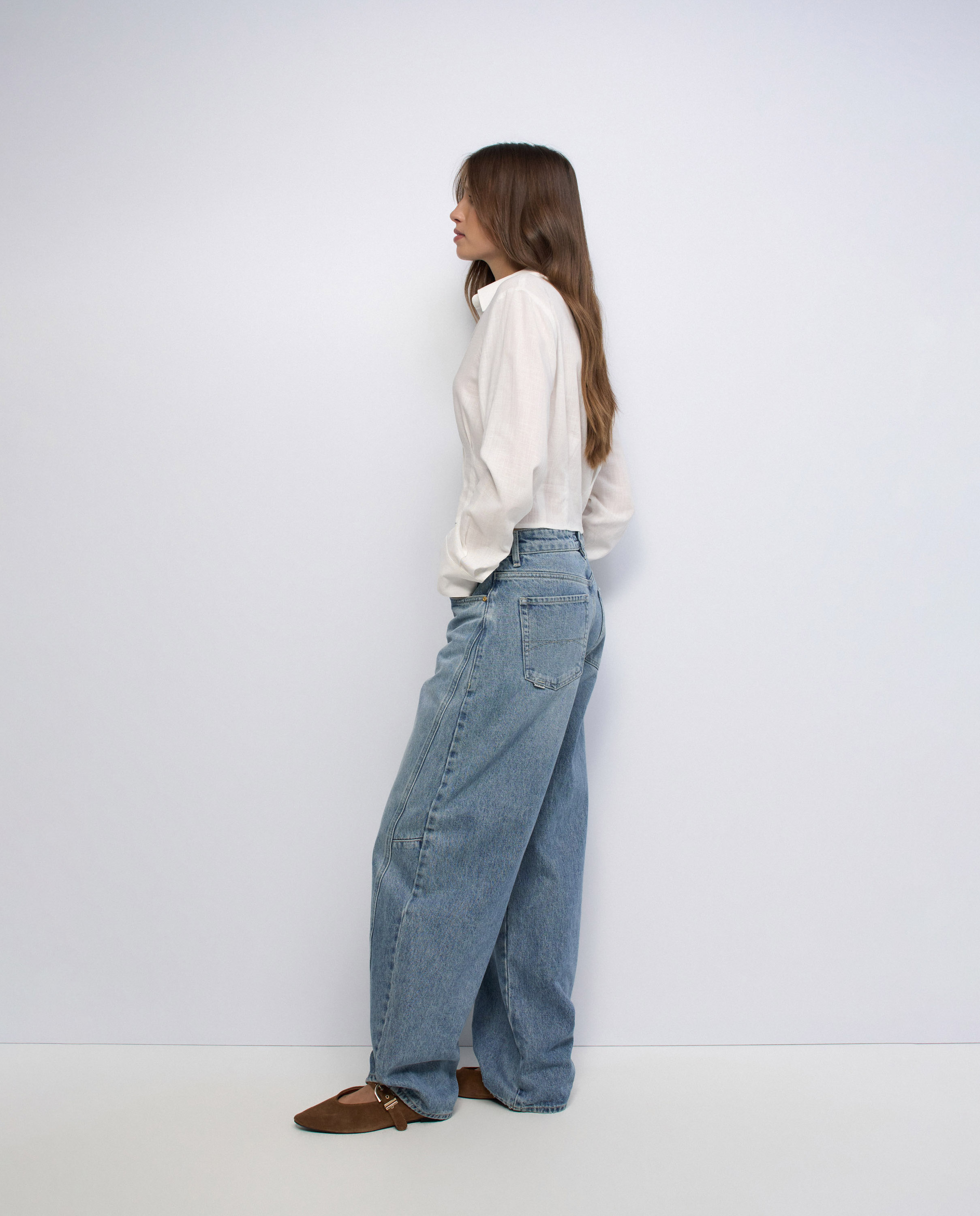 Camisa cropped con lino de mujer - Salsa Jeans - Blanco Blanco-2