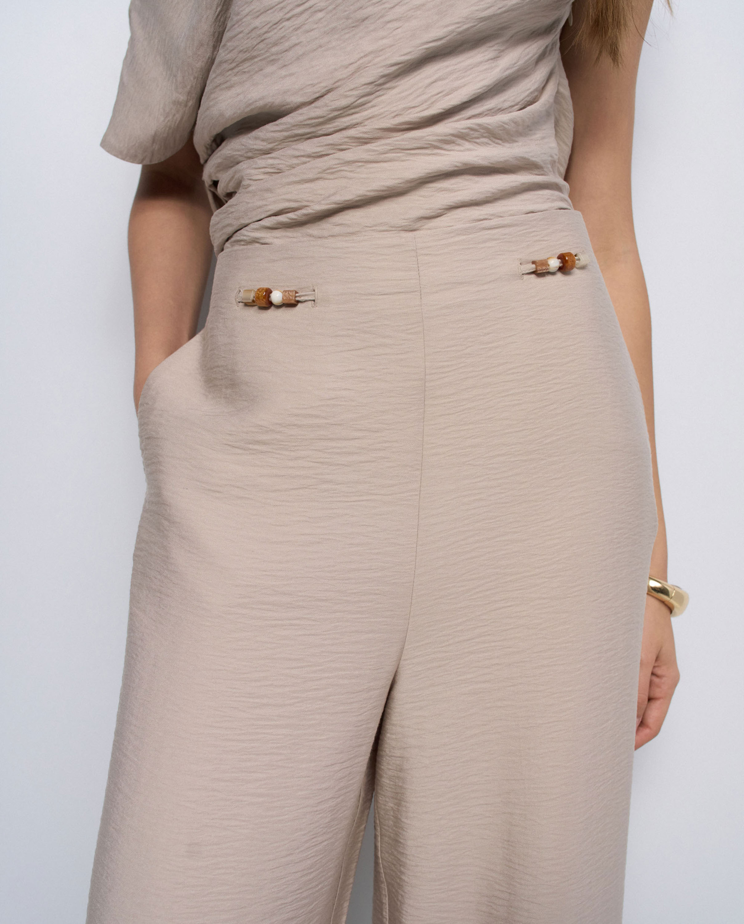 Pantalones fluidos wide leg de mujer - Salsa Jeans - Natural Natural-4