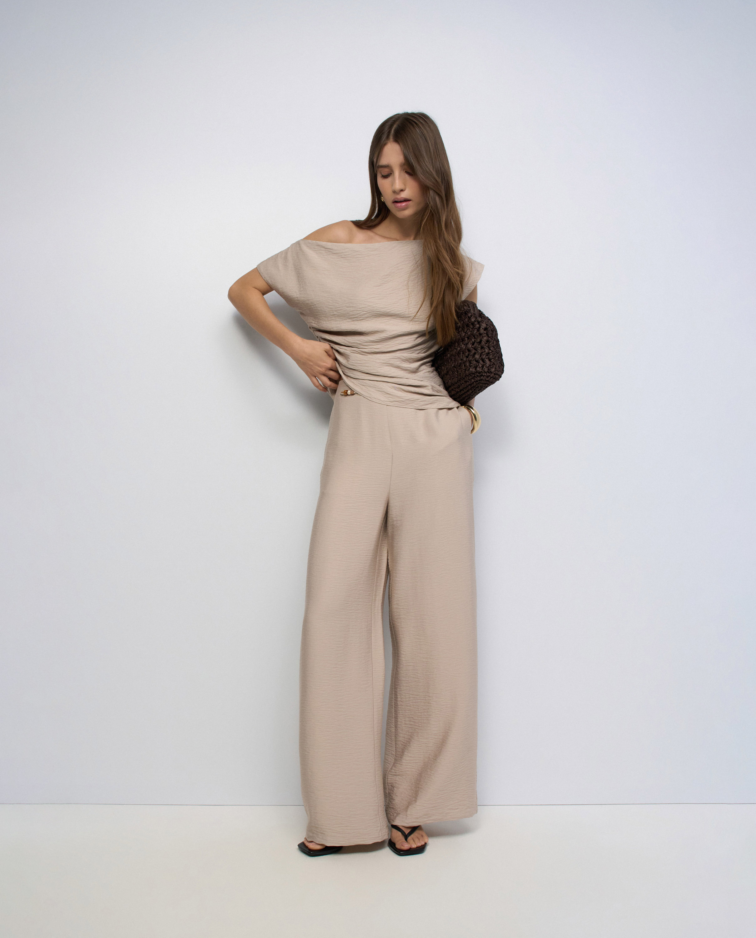 Pantalones fluidos wide leg de mujer - Salsa Jeans - Natural Natural-5