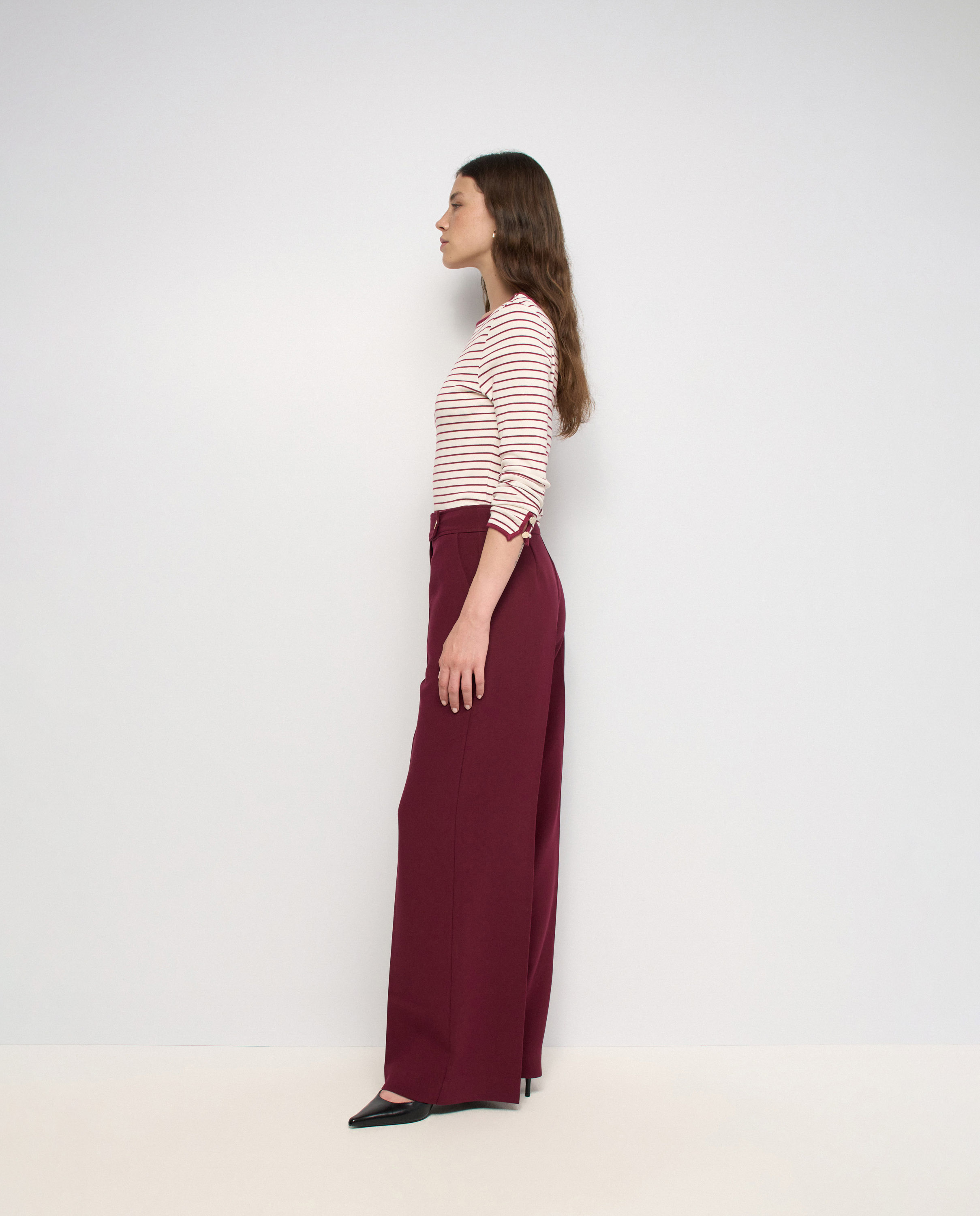 Pantalones de tejido con pierna wide de mujer - Salsa Jeans - Rojo Rojo-2