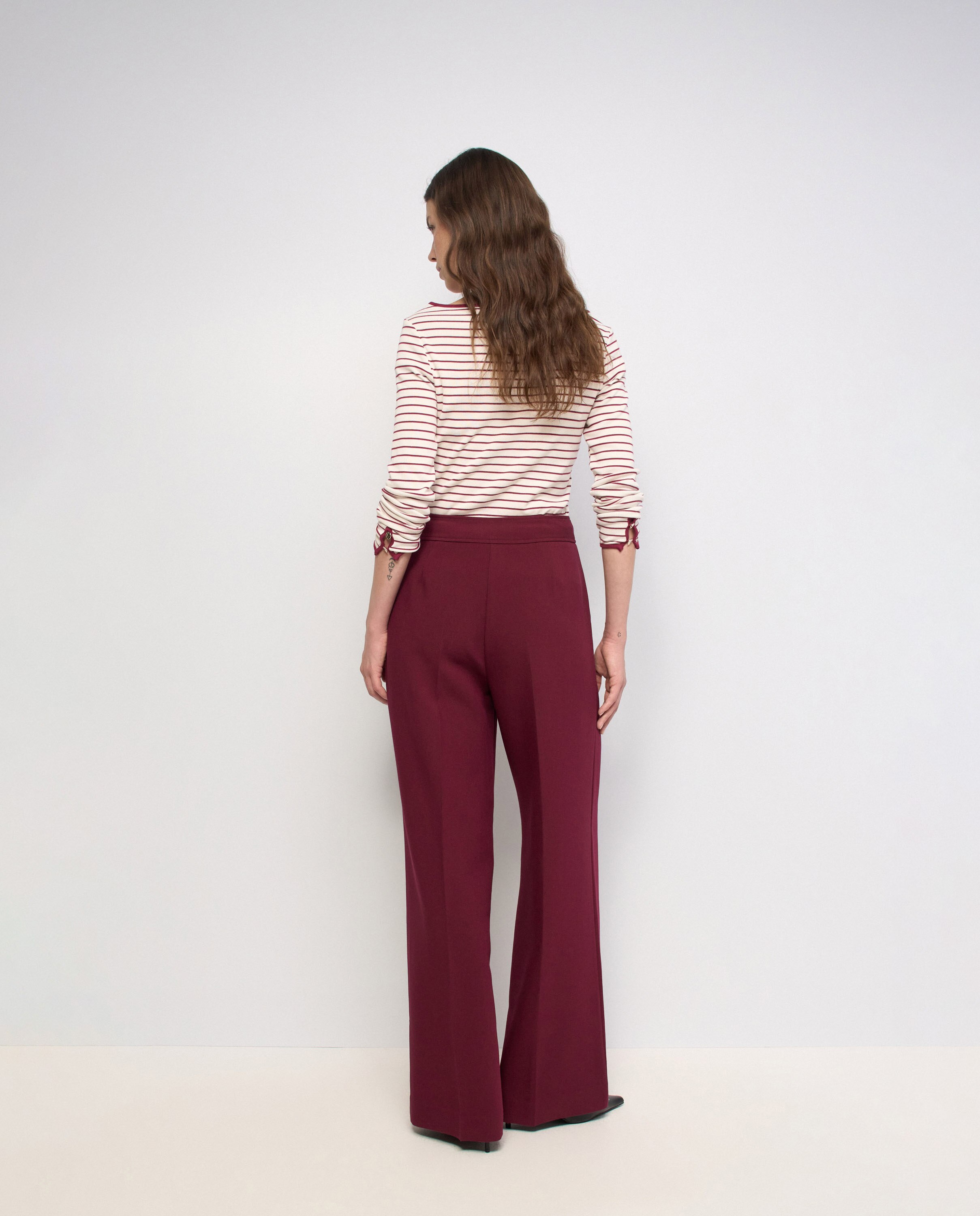 Pantalones de tejido con pierna wide de mujer - Salsa Jeans - Rojo Rojo-3