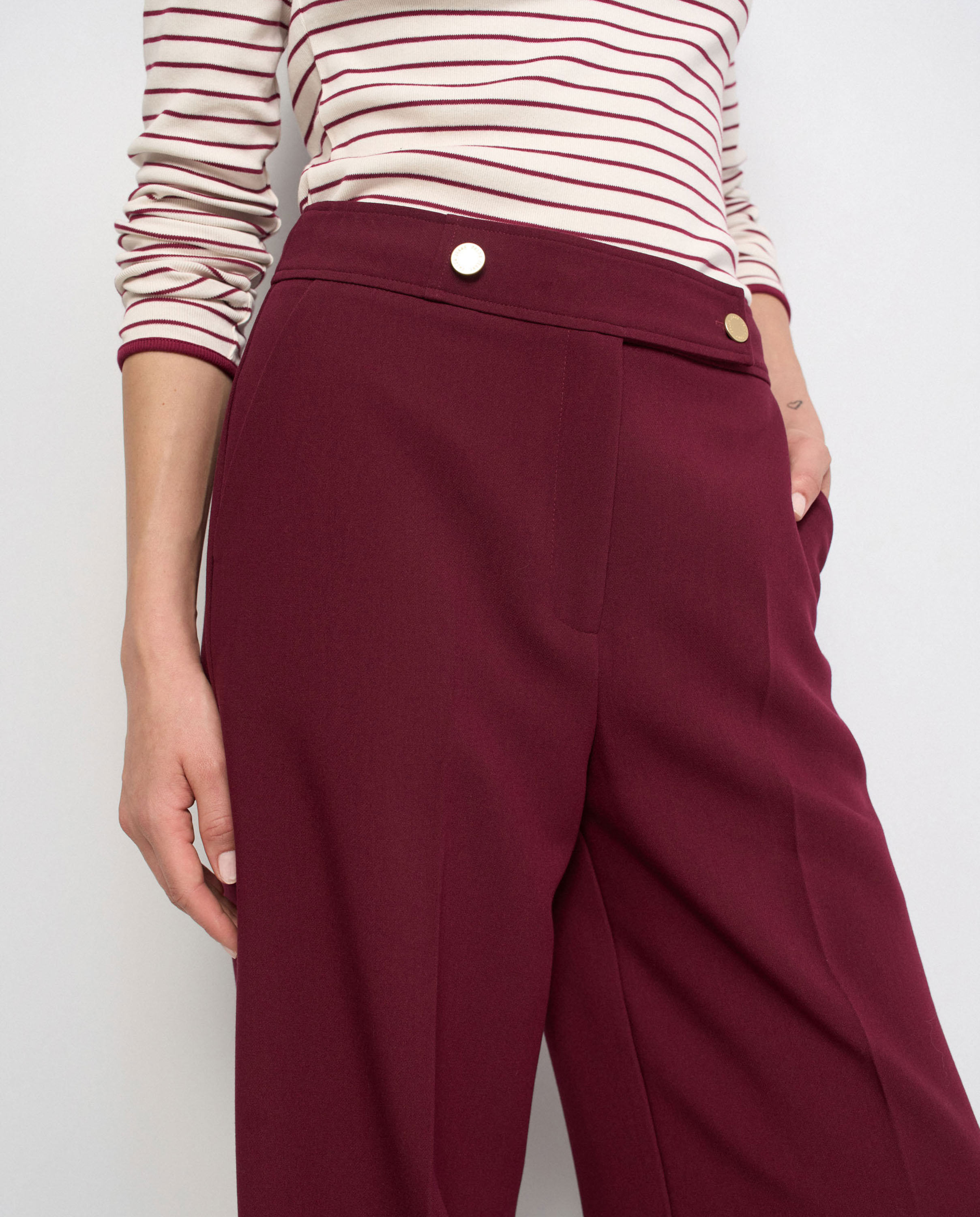 Pantalones de tejido con pierna wide de mujer - Salsa Jeans - Rojo Rojo-4