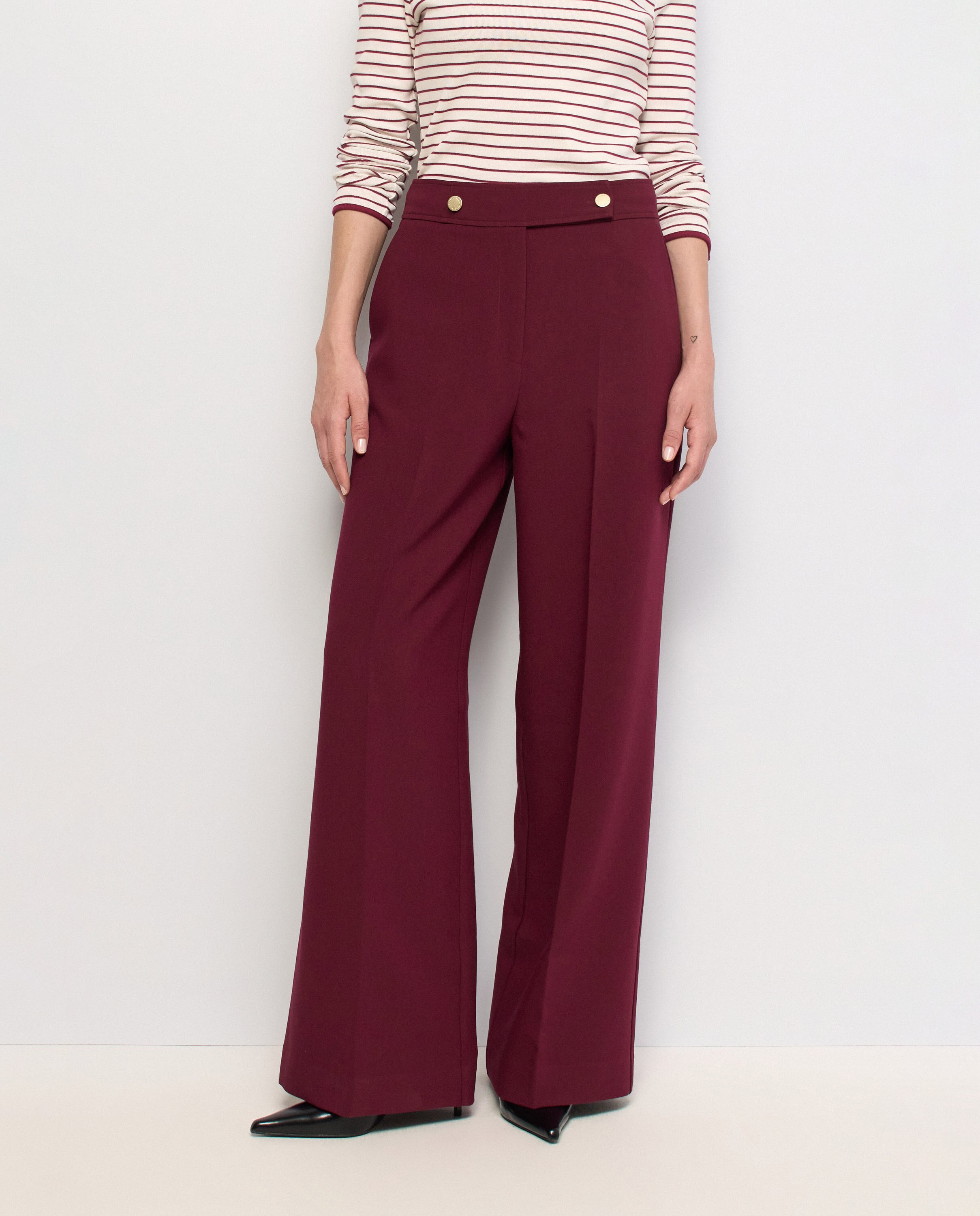 Pantalones de tejido con pierna wide de mujer - Salsa Jeans - Rojo Rojo-5