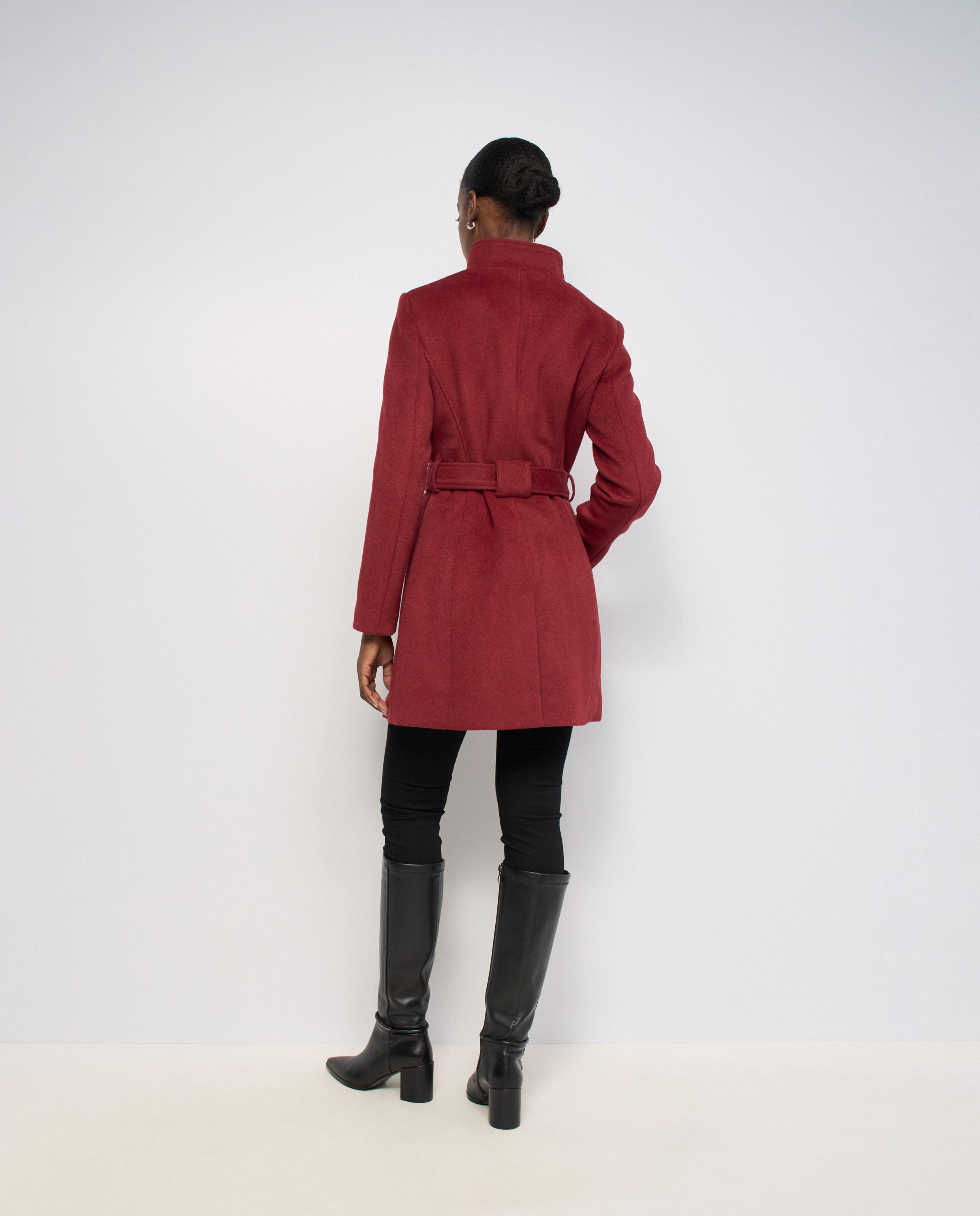 Abrigo grace de paño con cinturón y botones de mujer - Salsa Jeans - Rojo Rojo-3
