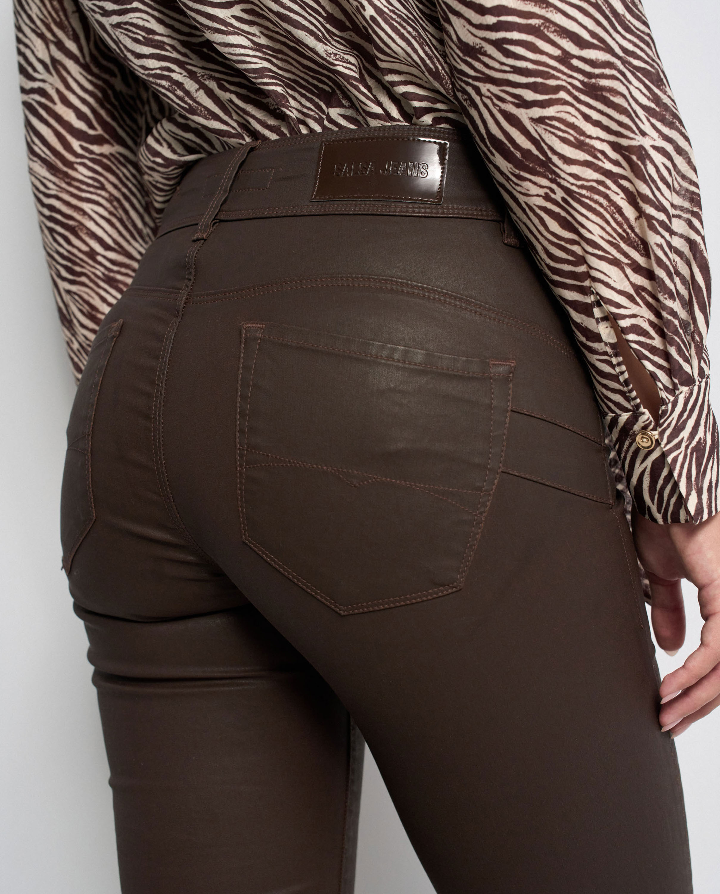 Vaqueros secret push in bootcut con coating de mujer - Salsa Jeans - Marrón Marrón-4