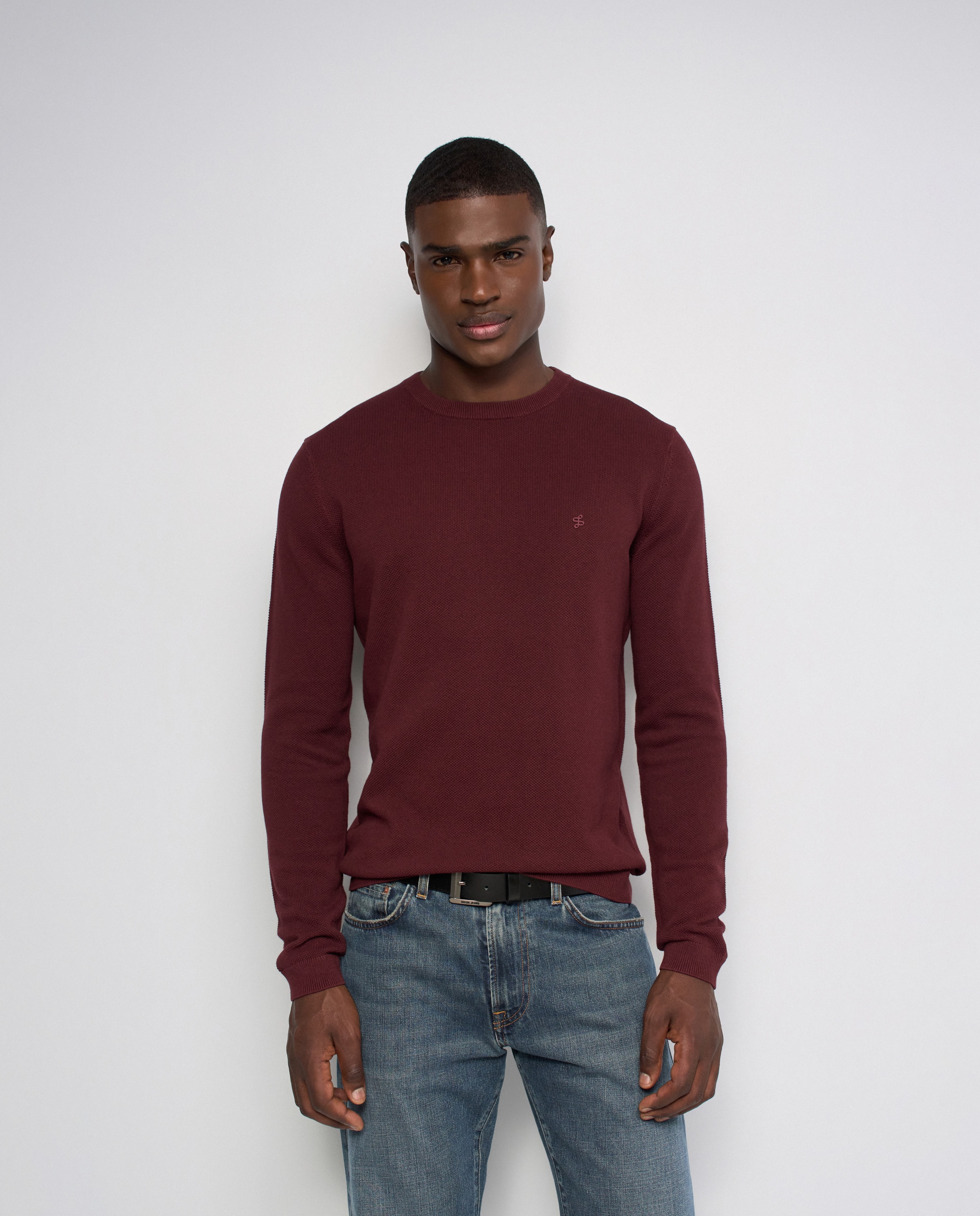 Sudadera de punto texturizado de hombre - Salsa Jeans - Rojo Rojo-1