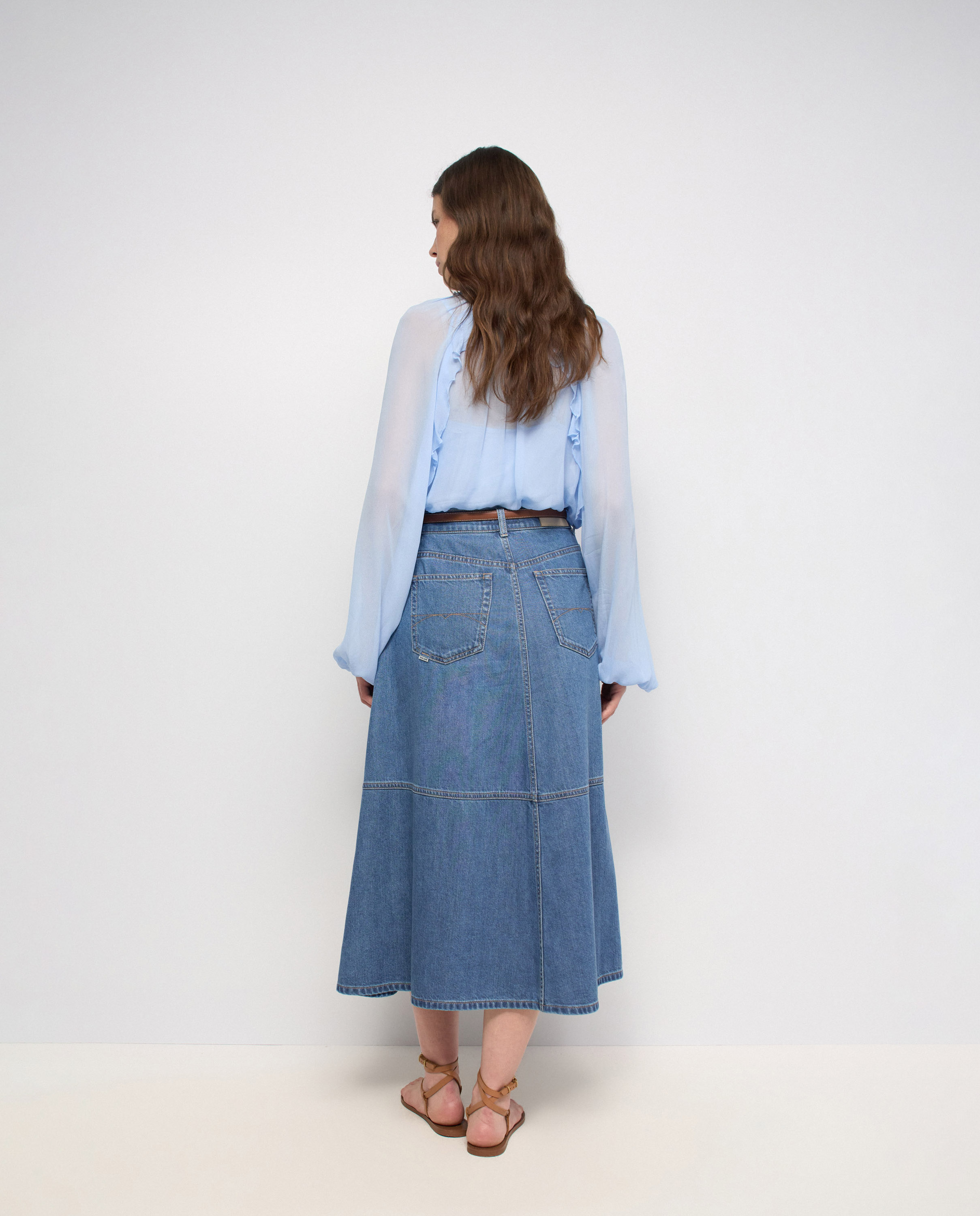 Falda midi de light denim de mujer - Salsa Jeans - Azul Azul-3