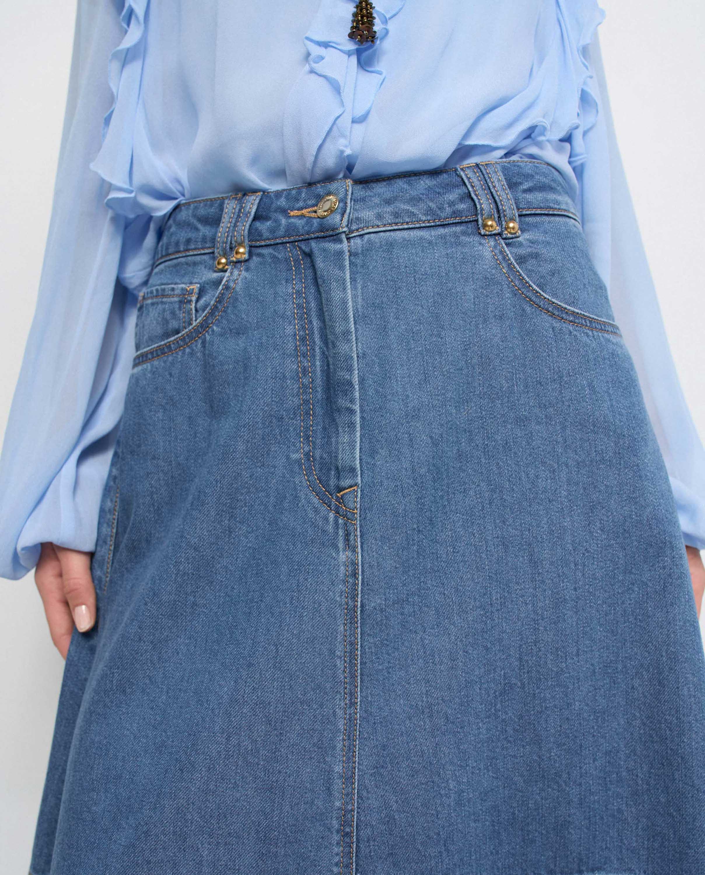 Falda midi de light denim de mujer - Salsa Jeans - Azul Azul-4